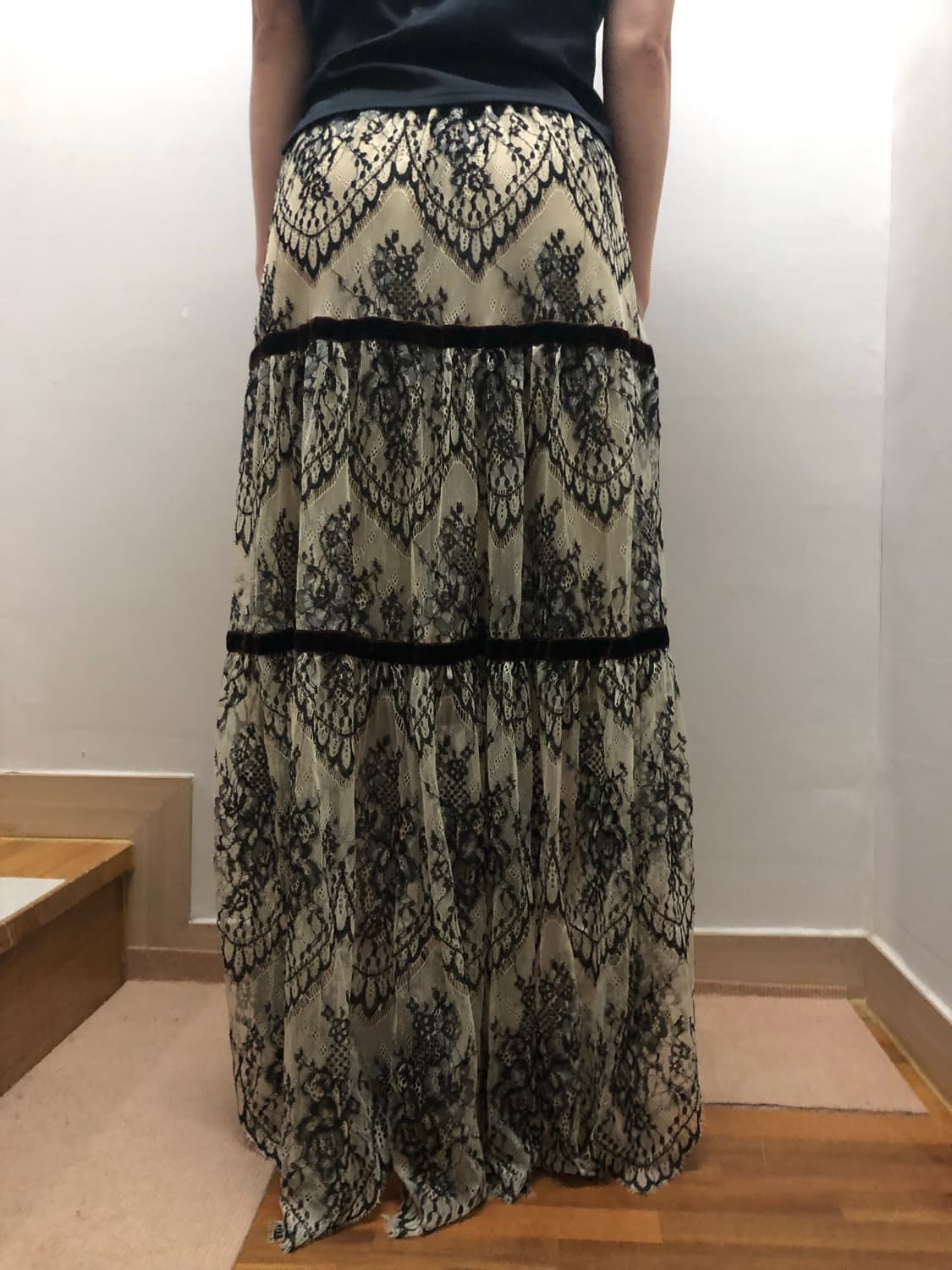 빈티지 블랙 레이스 롱 스커트 상품이미지6