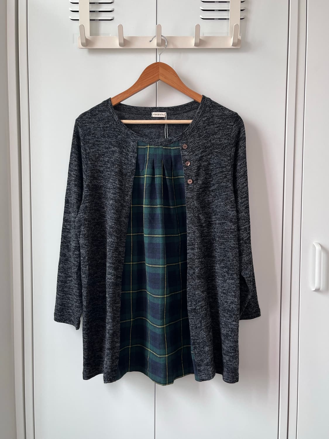 Noannu 체크 레이어드 바선생 니트 상품이미지8