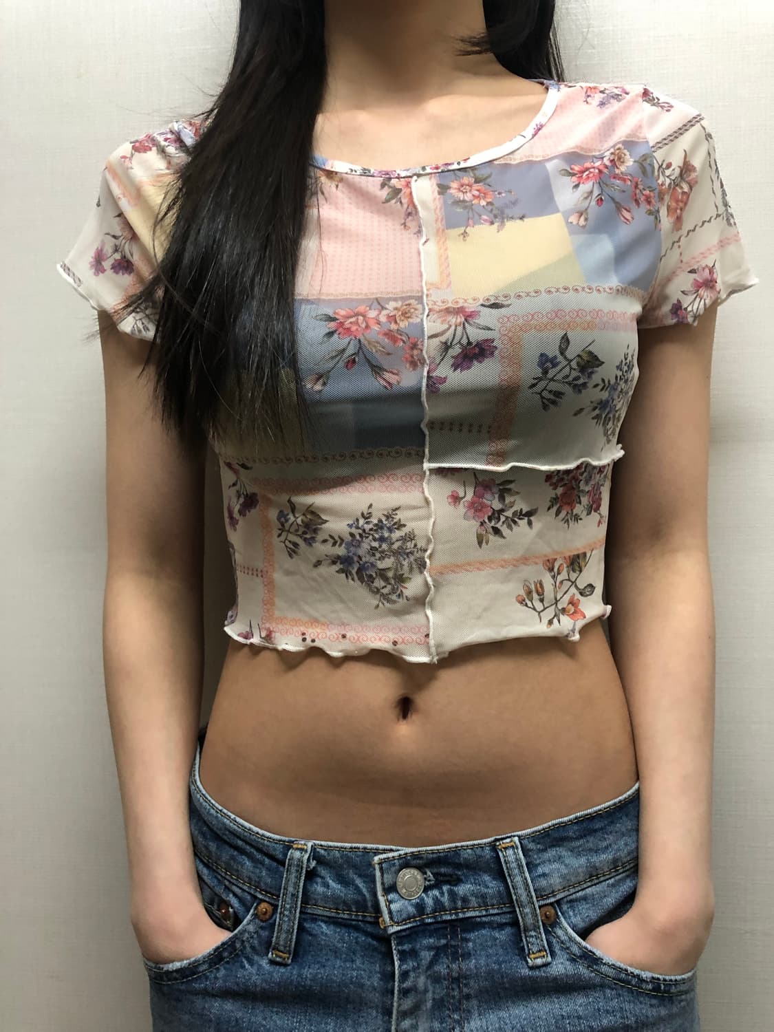 빈티지 플라워 패치워크 프린팅 탑 상품이미지1