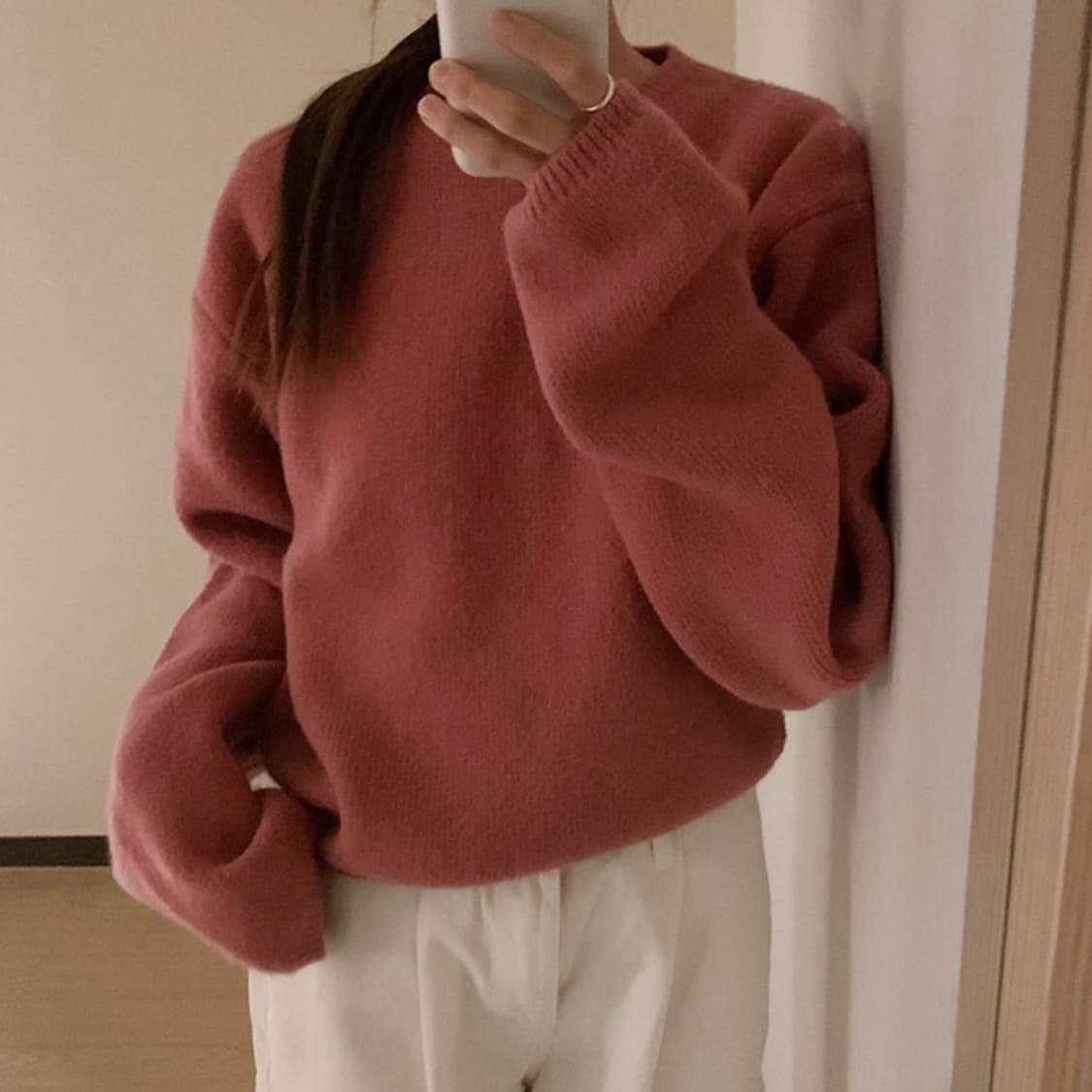 니어웨어 셔벗 니트 딥핑크 상품이미지2