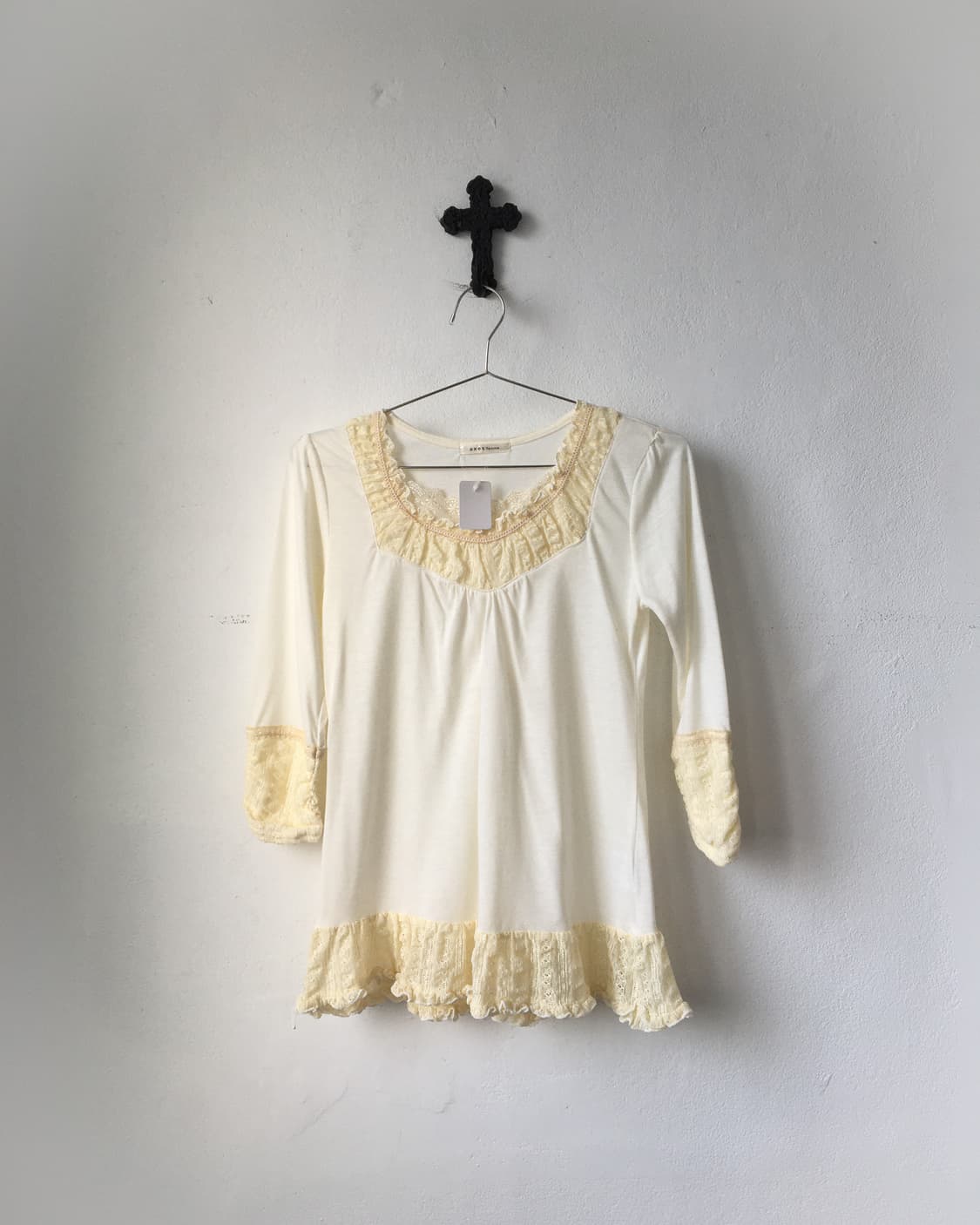 Axes femme lace trimming sleeve 상품이미지2