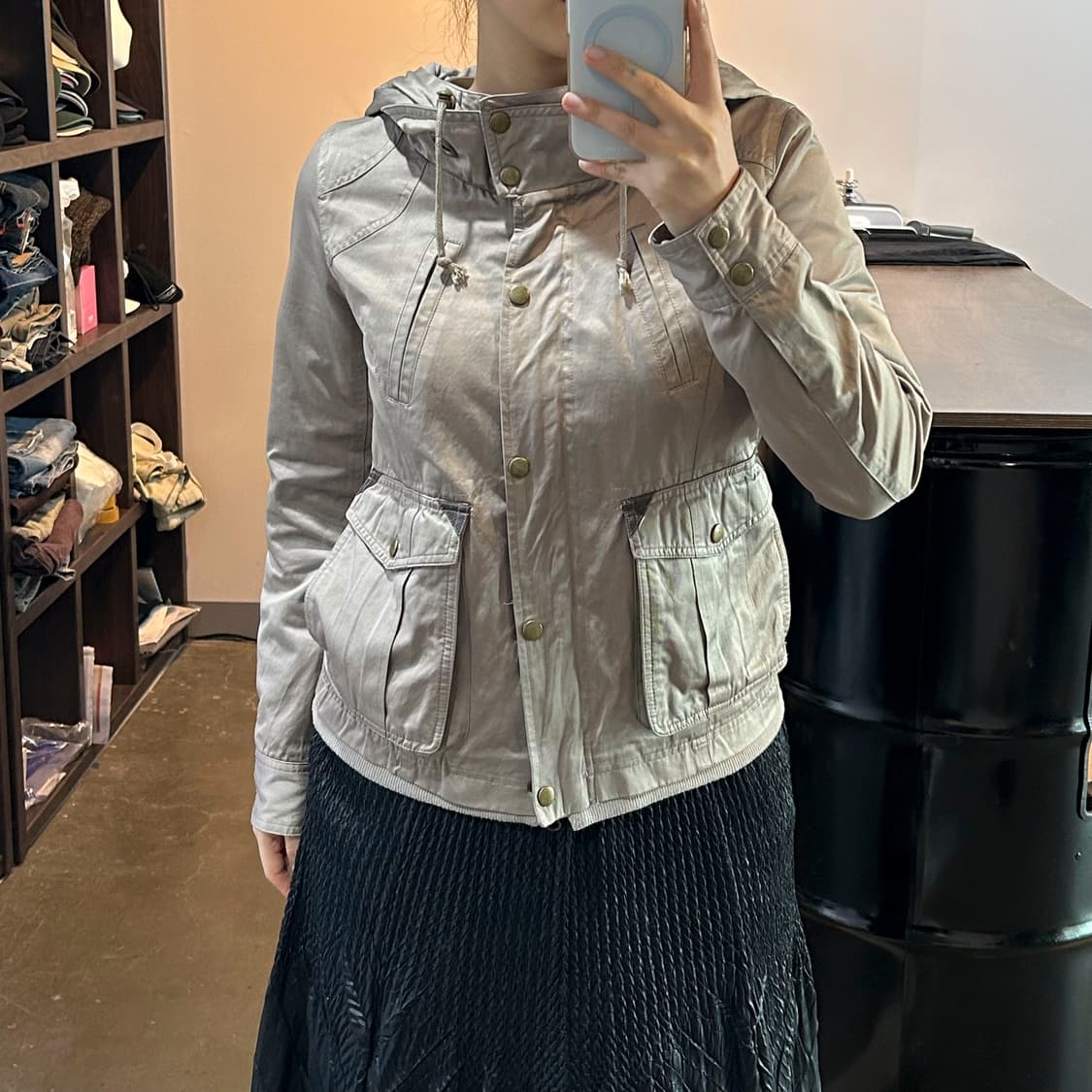 베이지 2way 후드 자켓 상품이미지6