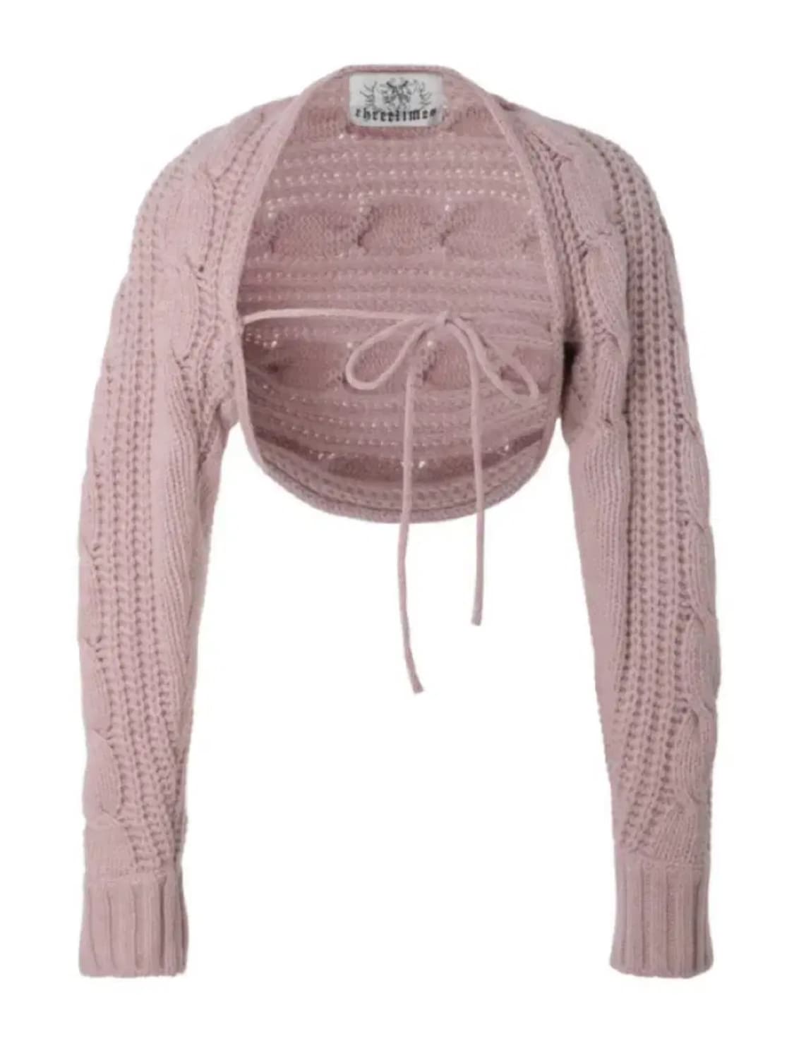 쓰리타임즈 케이블 볼레로 핑크 상품이미지1