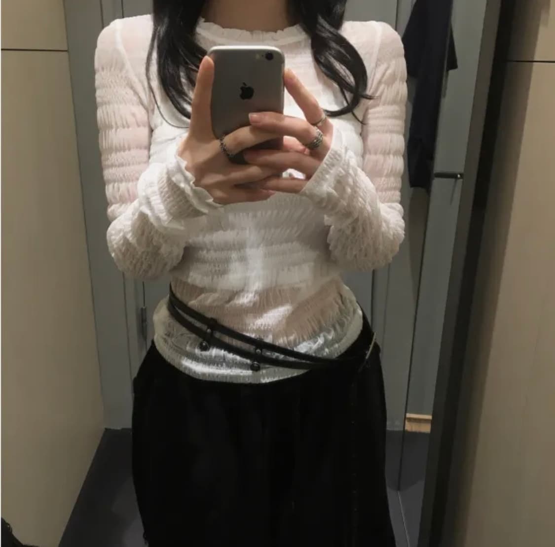Selez 레이어드 시스루긴팔 슬리브 블랙 상품이미지3