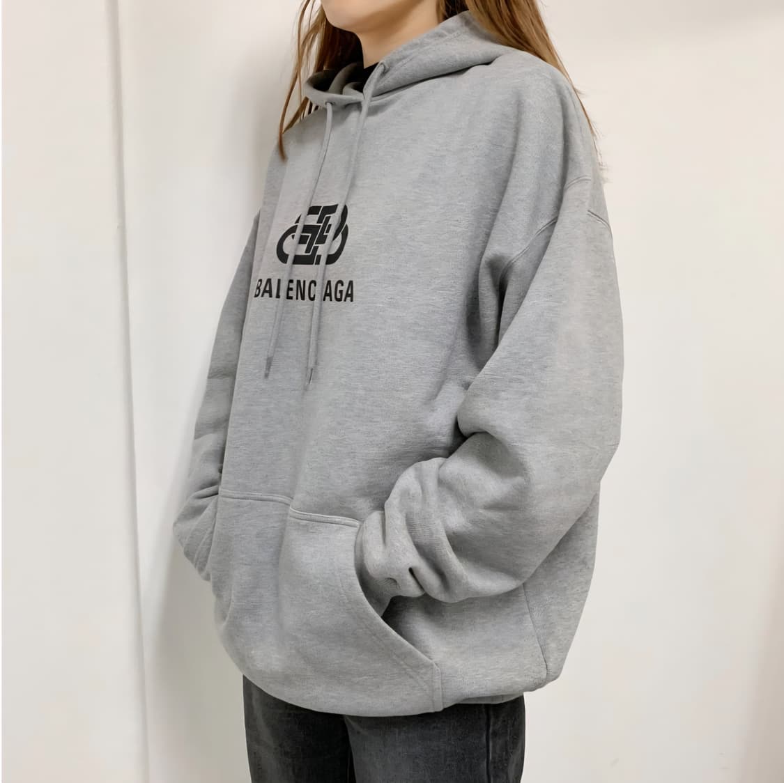 발렌시아가 BB 로고 오버핏 그레이 후드티 S 상품이미지3