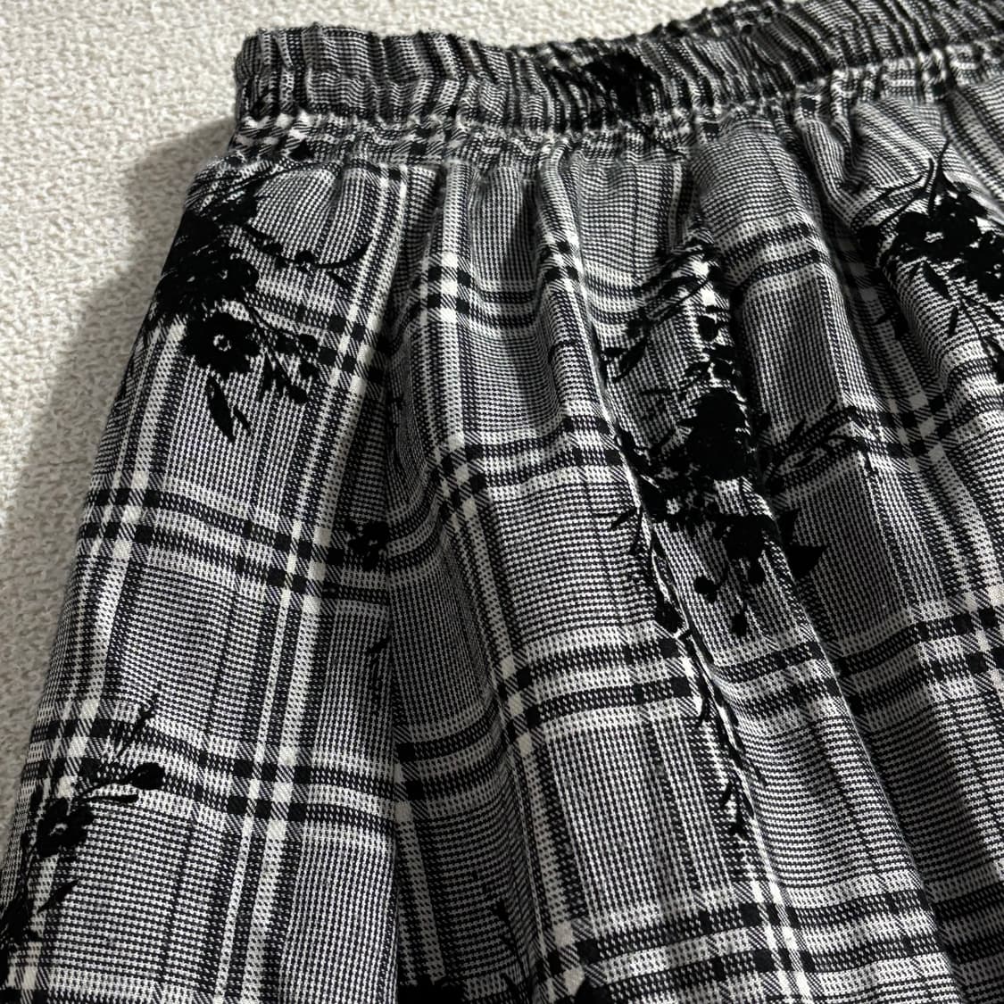 일본빈티지 고딕 모리걸 체크 플라워포인트 스커트 상품이미지2