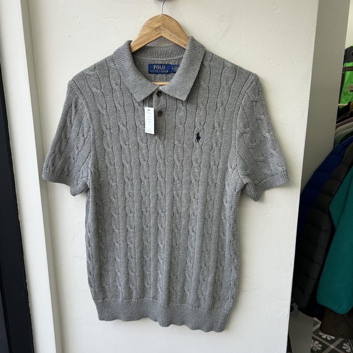 16031 - 폴로 랄프로렌 그레이 케이블 반팔 카라 니트 상품이미지2