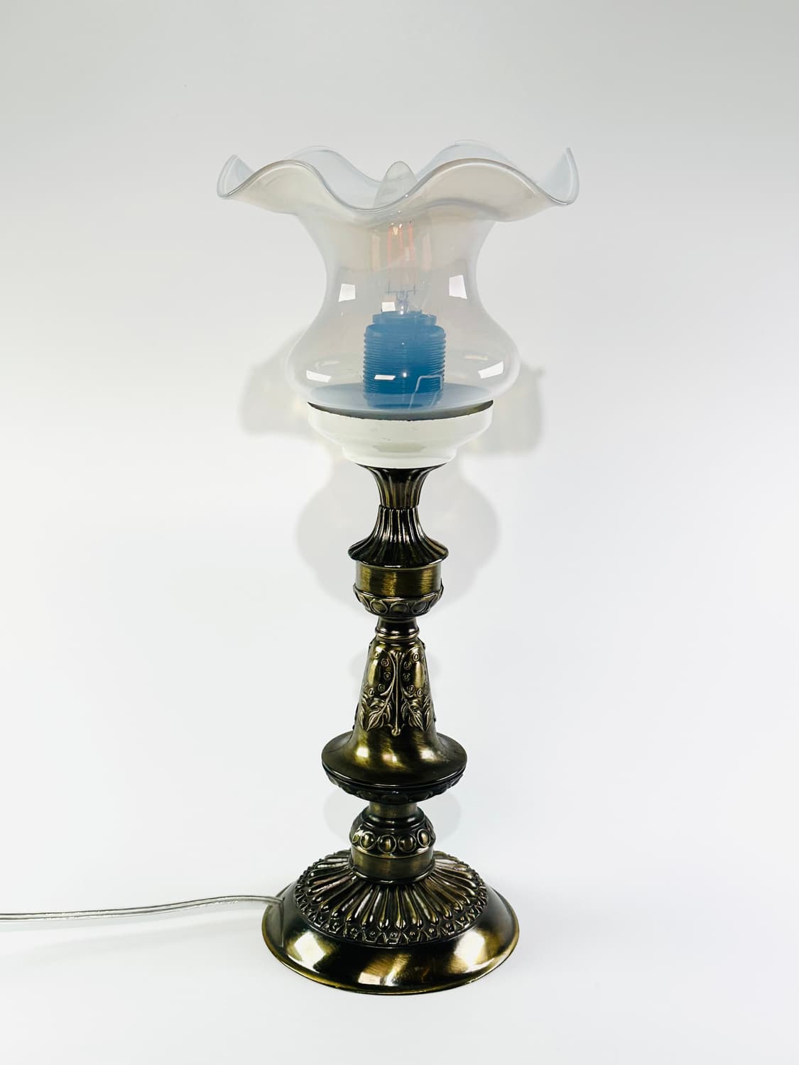 미국 빈티지 오팔린 글라스&브라스 베이스 테이블 램프 조명 상품이미지1