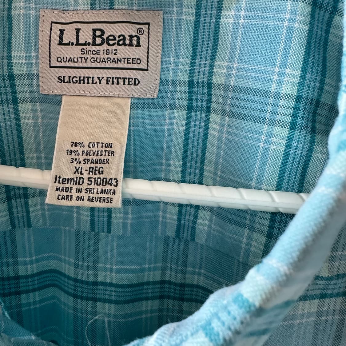 엘엘빈 LLBEAN 하늘색 체크 긴팔 셔츠 상품이미지4