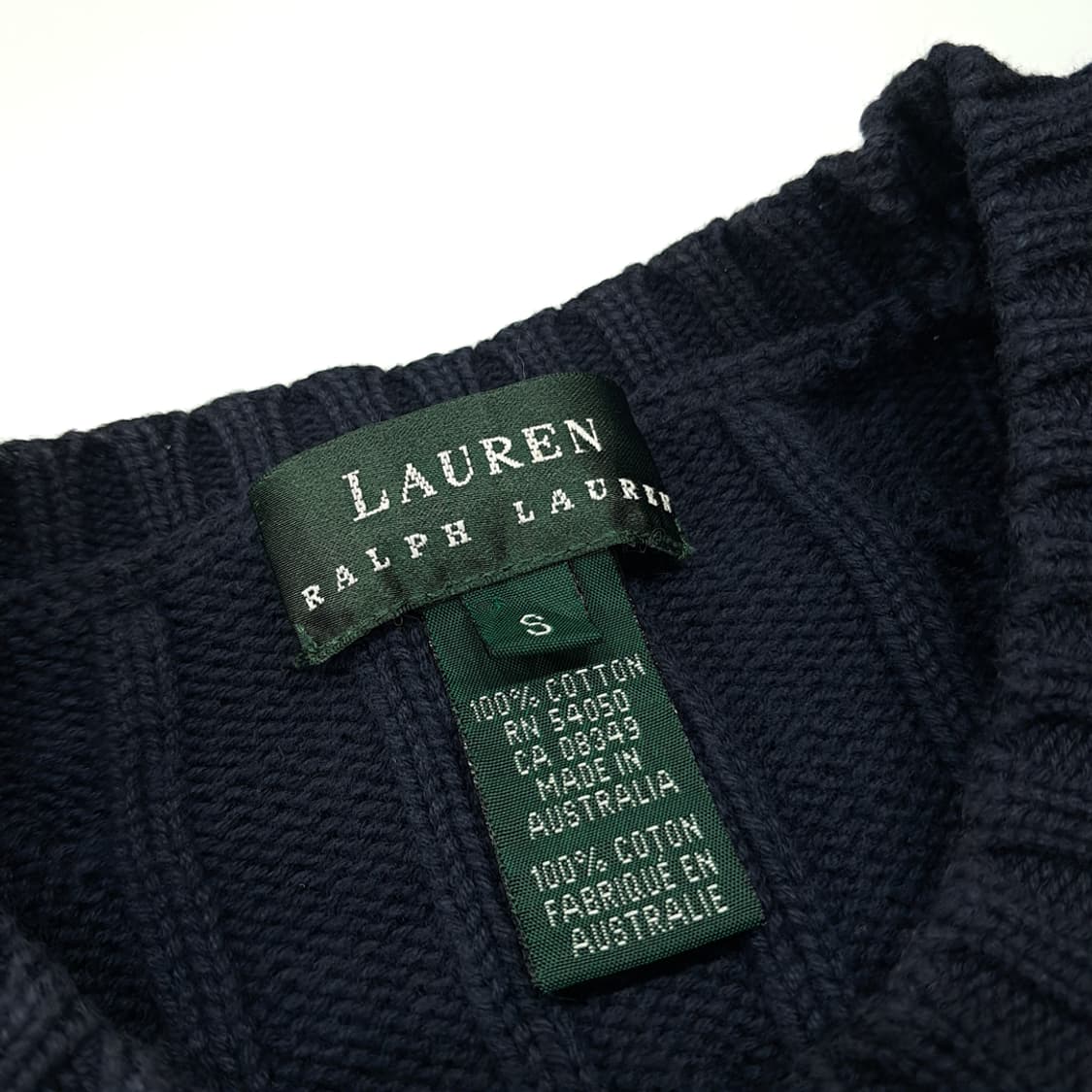 CL094 S 로렌 랄프로렌 레드 크레스트 자수 다크 네이비 케이블 니 상품이미지3