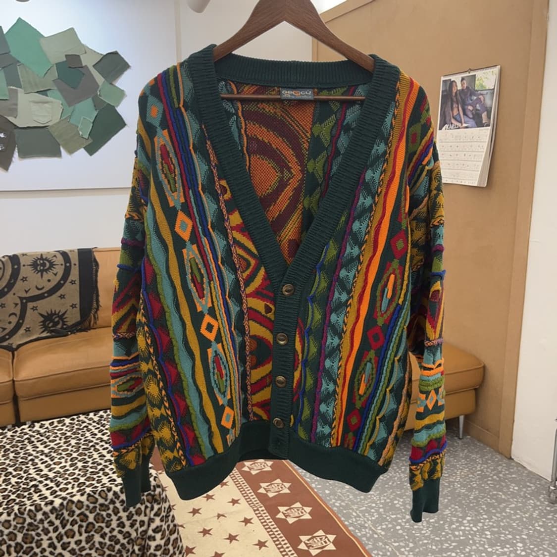 게오쿠 보헤미안 에스닉 패턴 메리노울 니트 가디건 S C09123 상품이미지3