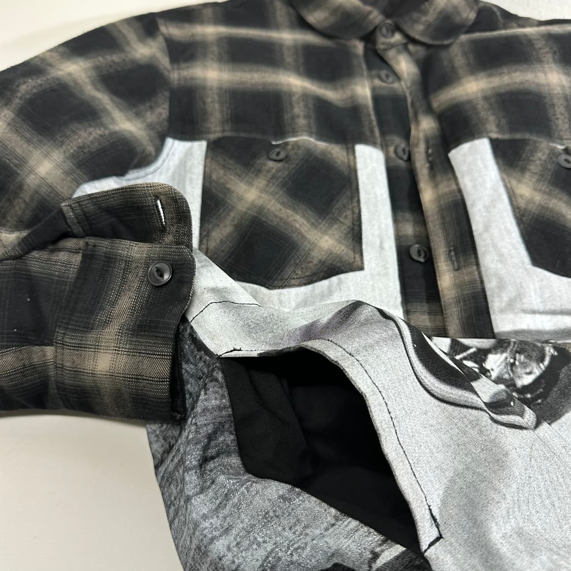 M 미드나잇런 체크 바이크프린팅 플란넬 패딩셔츠 상품이미지2