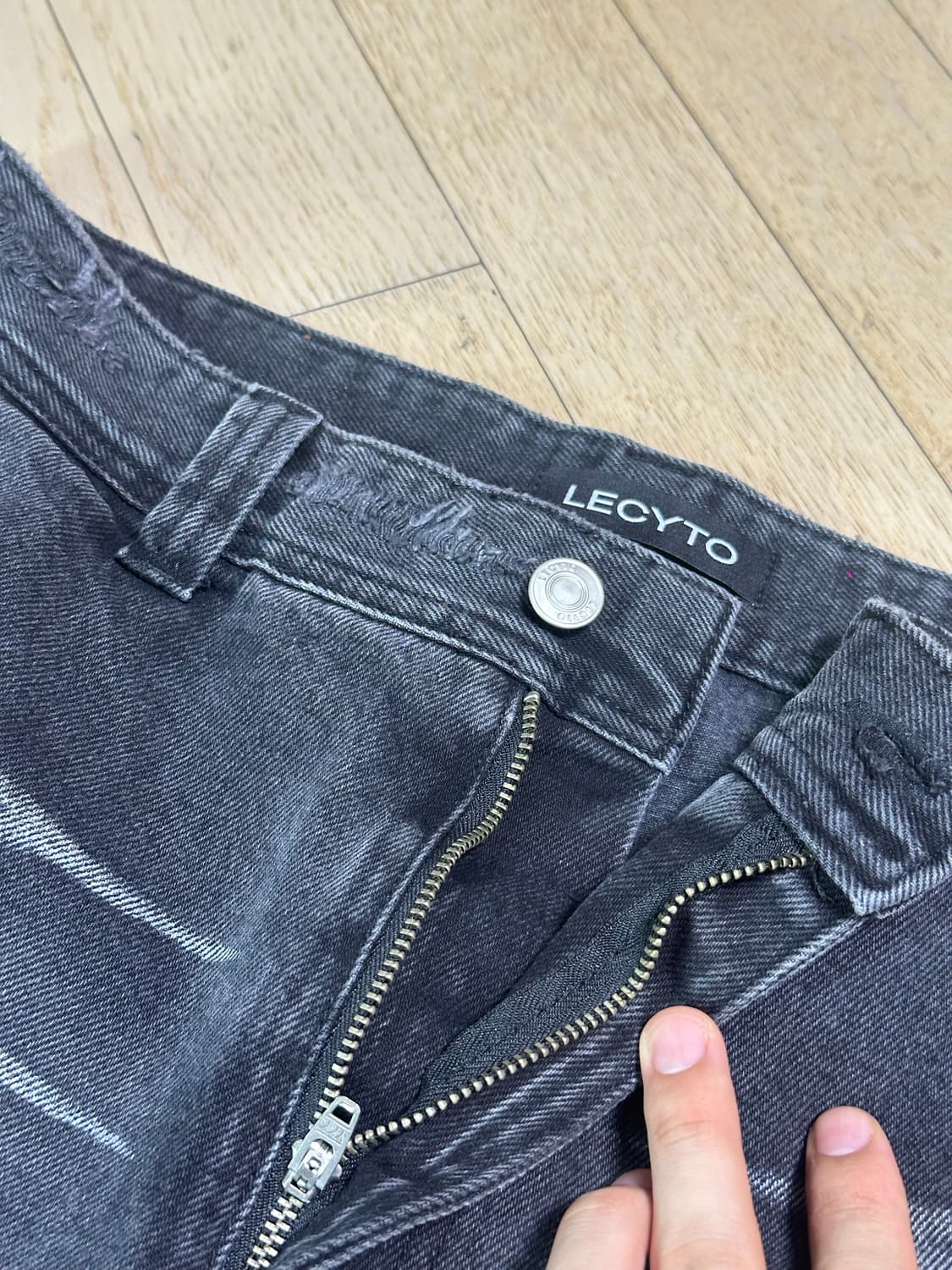 레시토 캣 워싱 플레어 데님 팬츠 블랙 [M] 상품이미지7