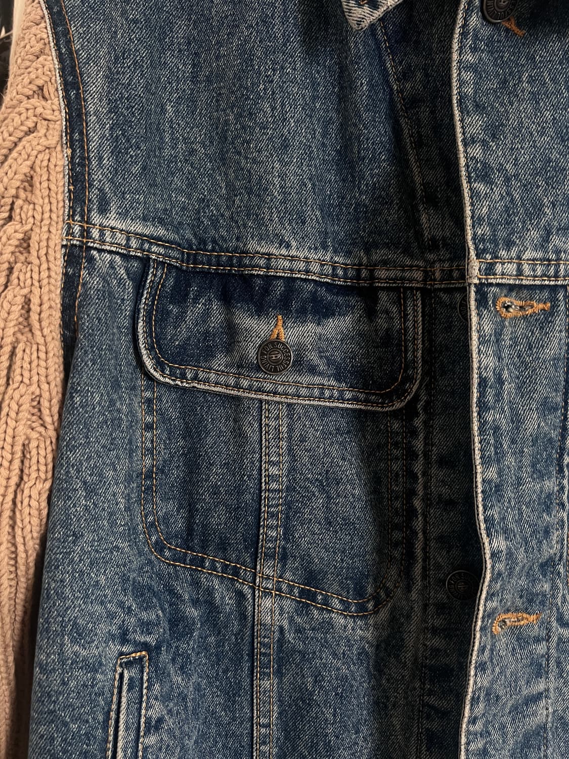 디젤 니트 앤 데님 트러커 자켓 블루 브라운 상품이미지1