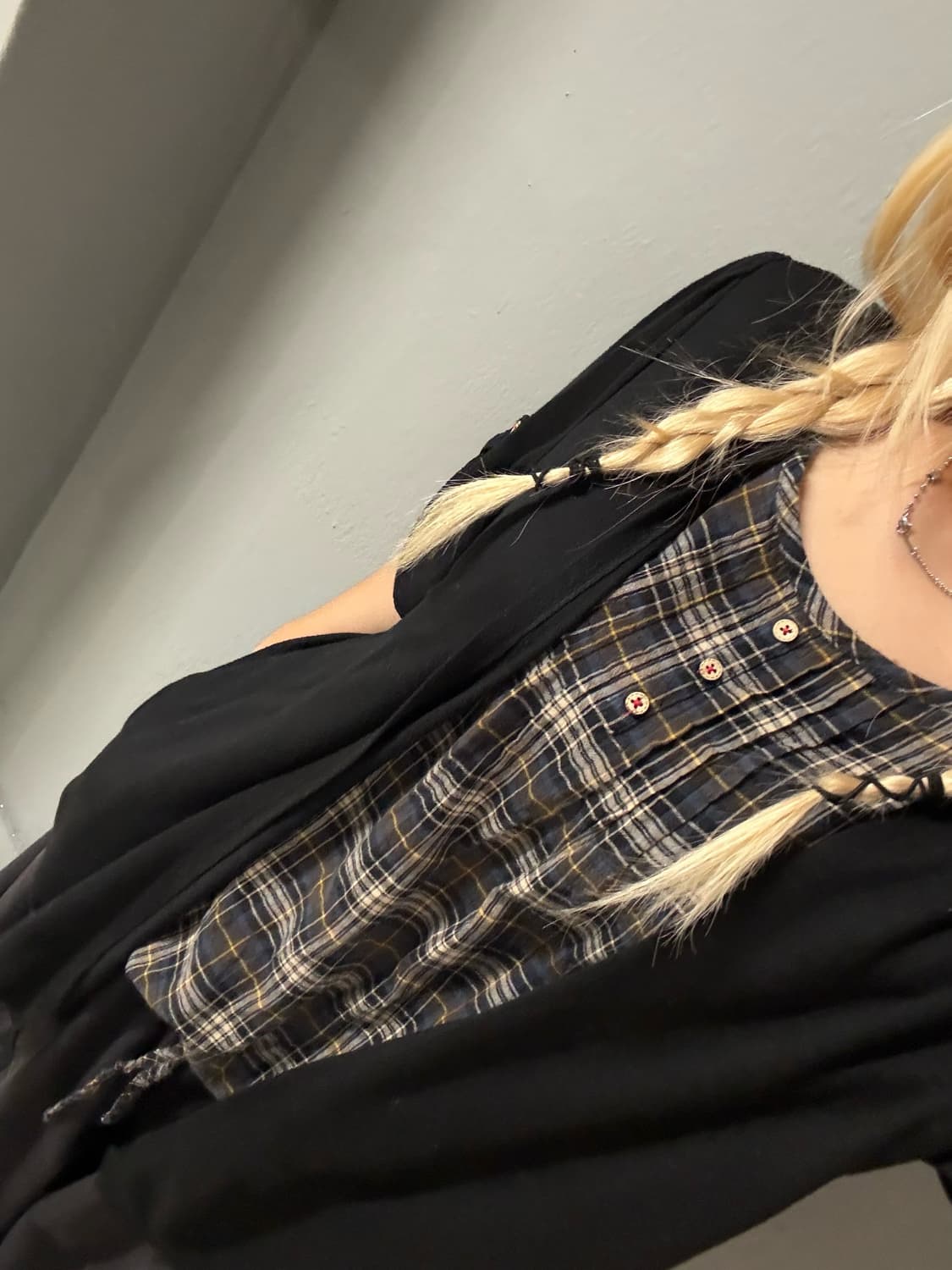 check pattern layered detail top  상품이미지2