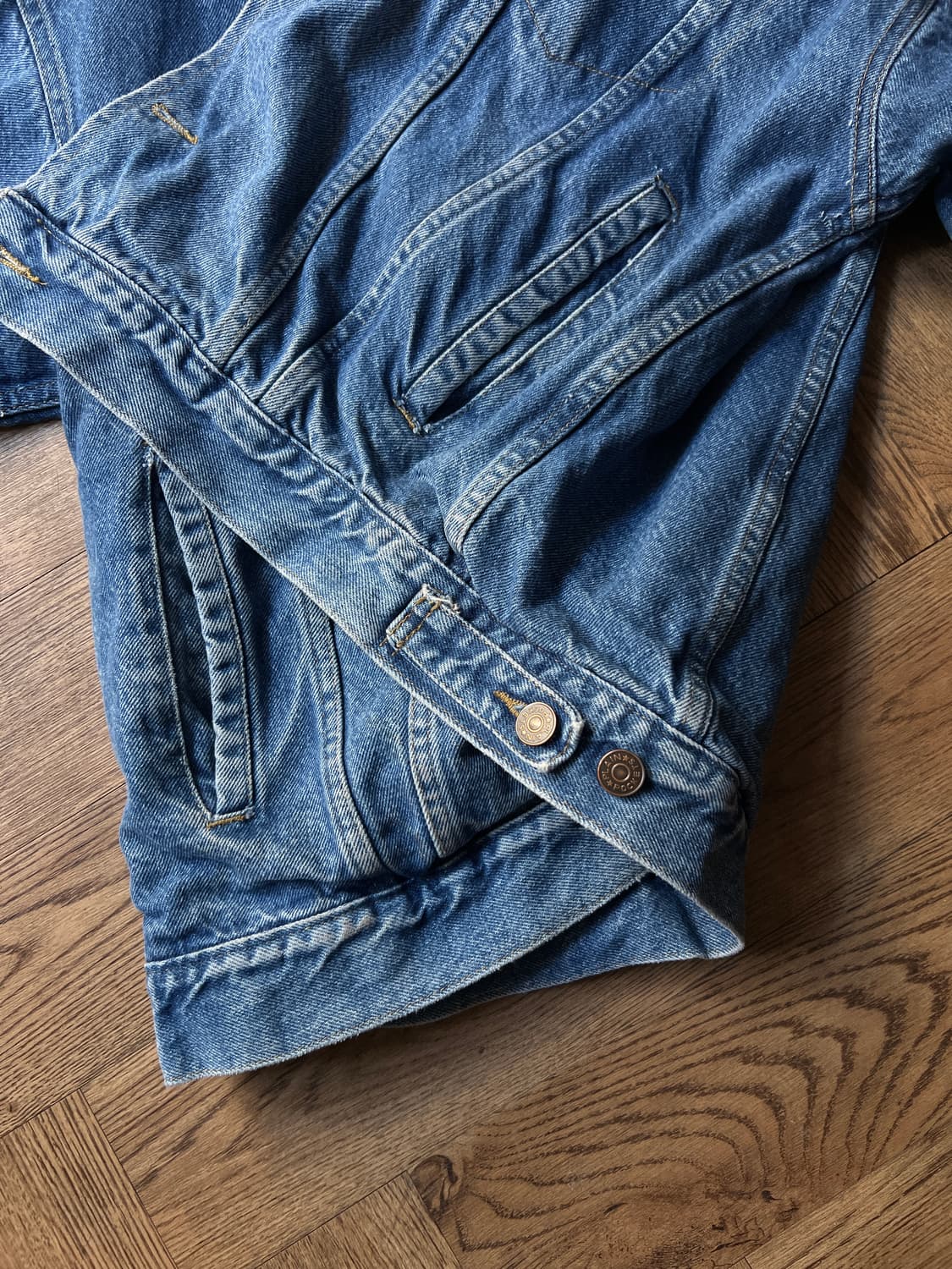 [S]90's USA 빈티지 버팔로 체크 라이닝 데님 트러커 자켓 상품이미지7