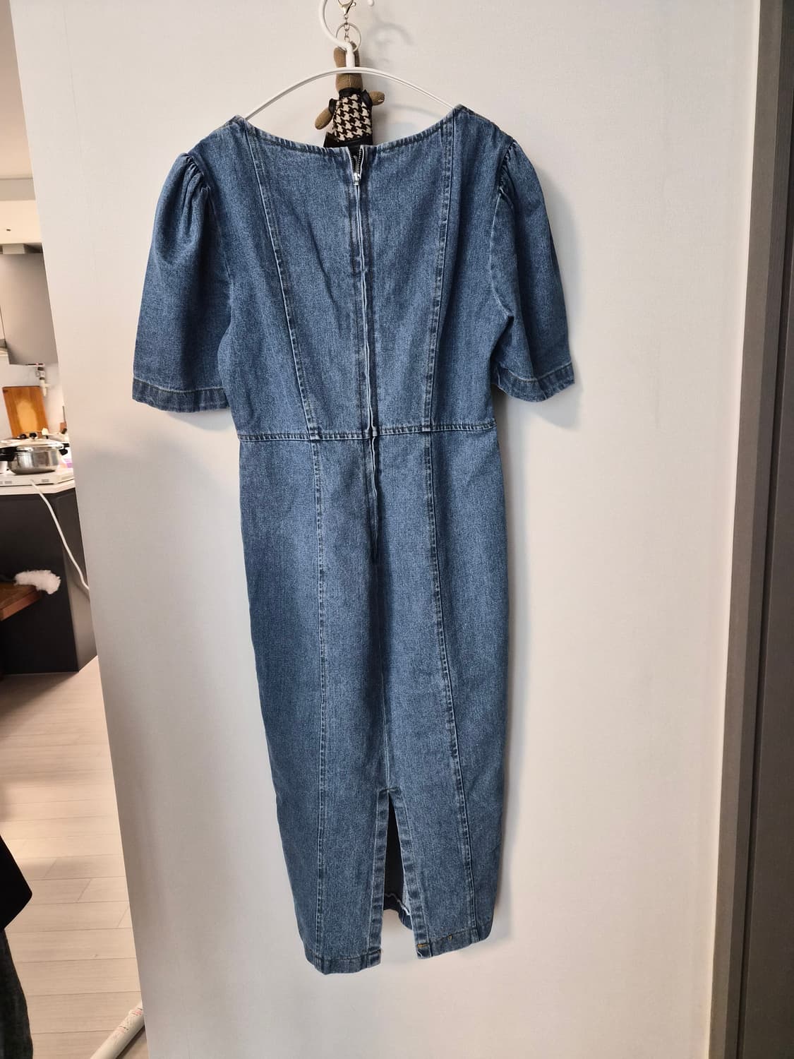 [미니멀/페미닌] 스퀘어넥 퍼프소매 데님 롱 원피스 상품이미지5