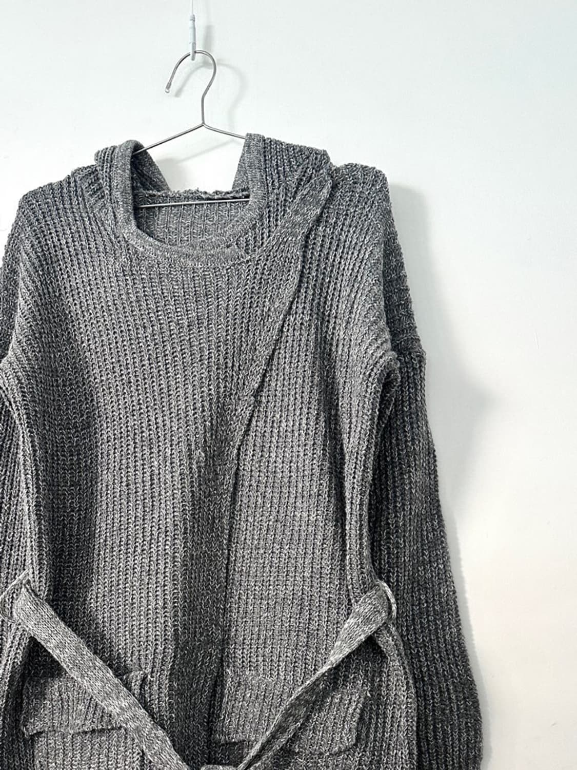 Hoody vertical fairy knit / grey 상품이미지2