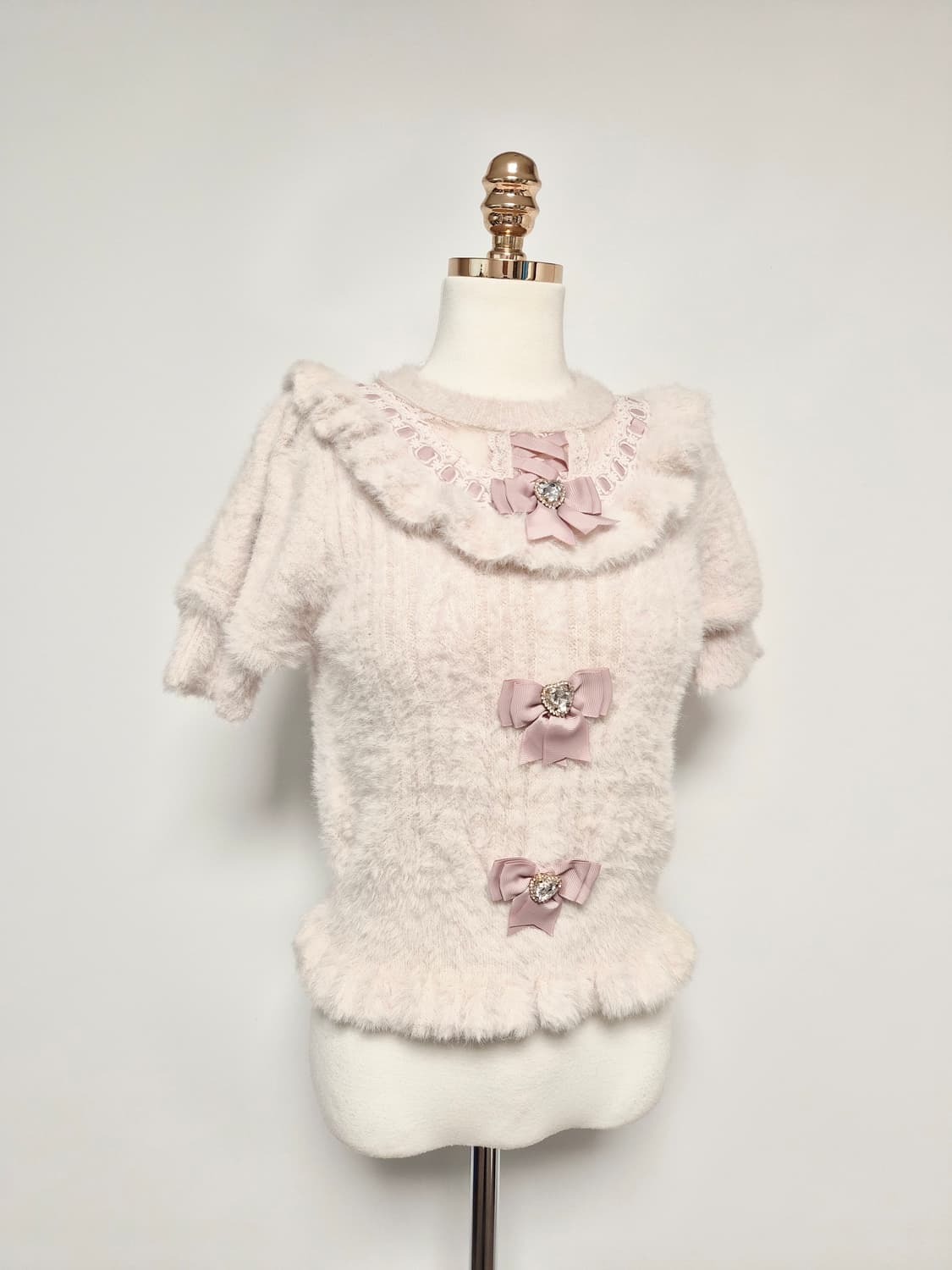 리즈리사 앙고라 니트 리본 갸루 양산형 러블리 핑크니트 상품이미지2