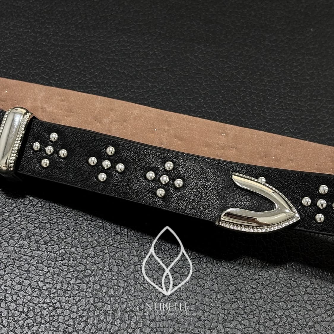 🌗 Cross tiny stud belt / 크로스 스터드 가죽 벨트 상품이미지7