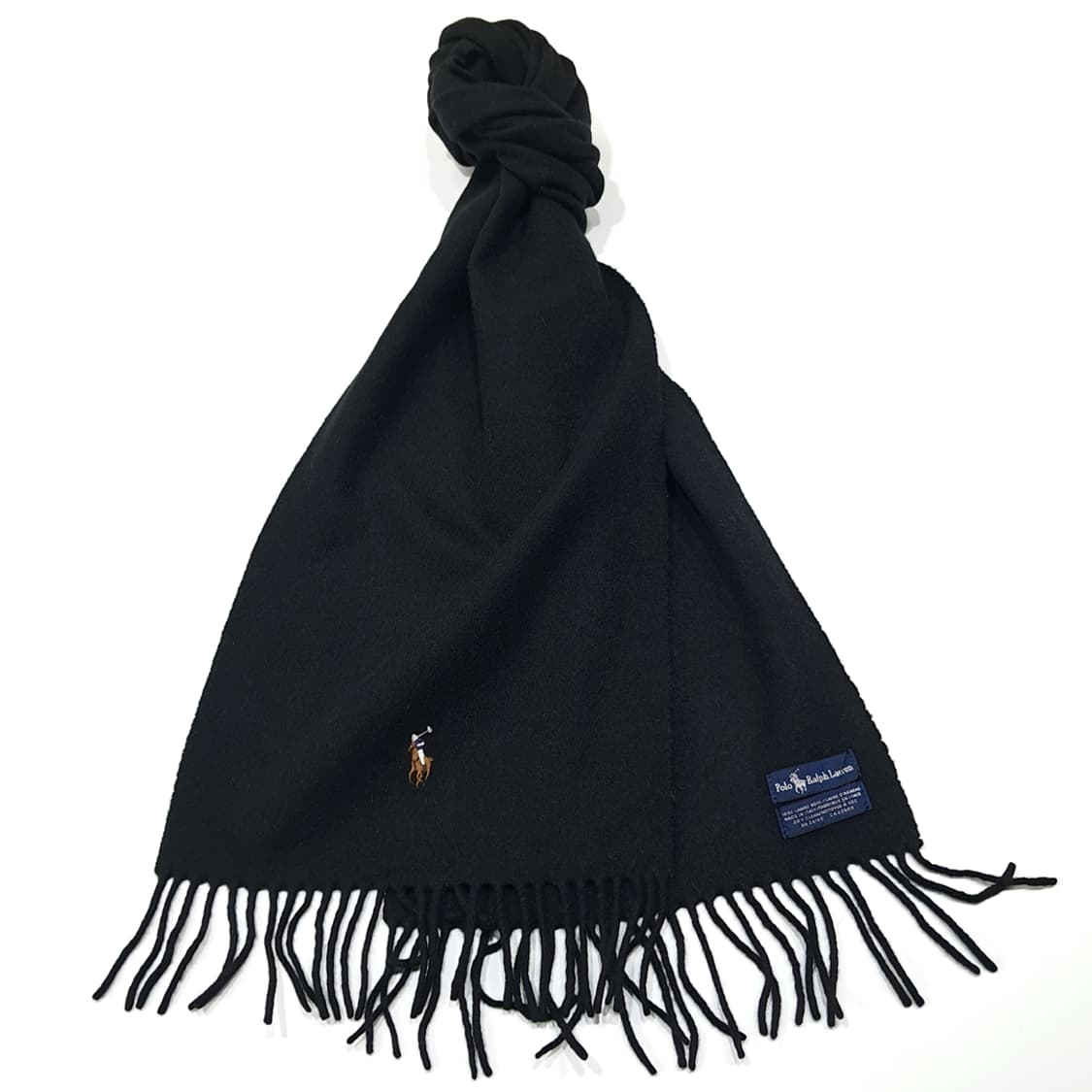 MX639 폴로 90s 이태리판 램스울 멀티포니 블랙 머플러 목도리 상품이미지2