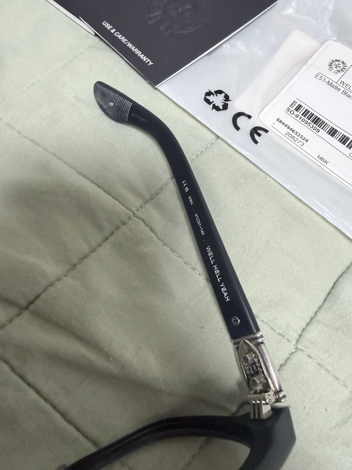 크롬하츠 WELL HELL YEAH 웰헬예 안경 51사이즈 무광블랙 상품이미지9