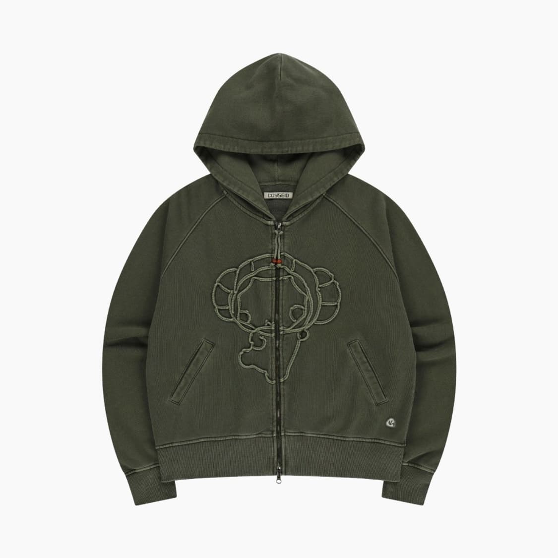 코이세이오 빈티지 테이프 후드집업 카키 미시착 새제품 판매 상품이미지1