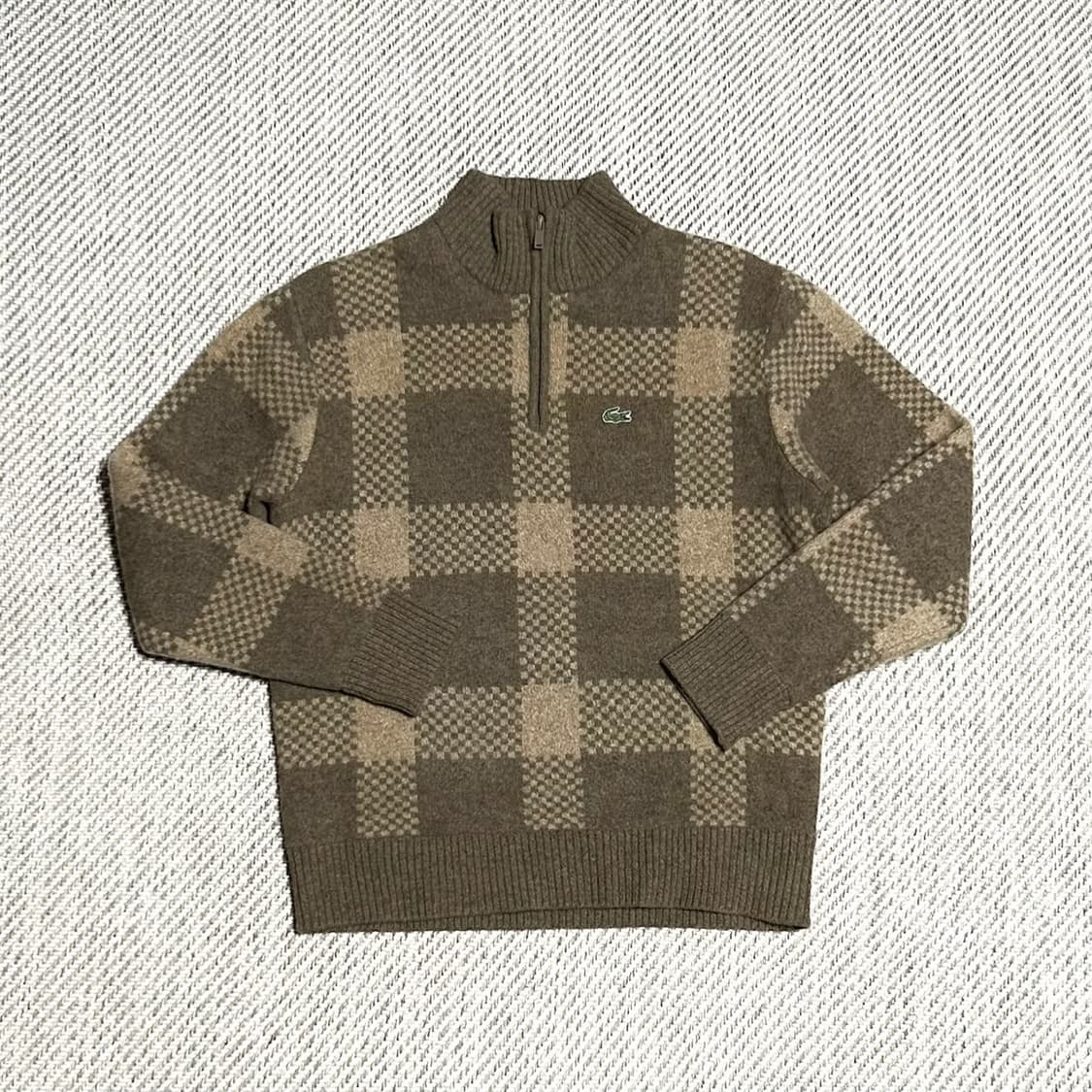 [S] Lacoste 라코스테 우먼즈 울 반집업 체크 니트 상품이미지1