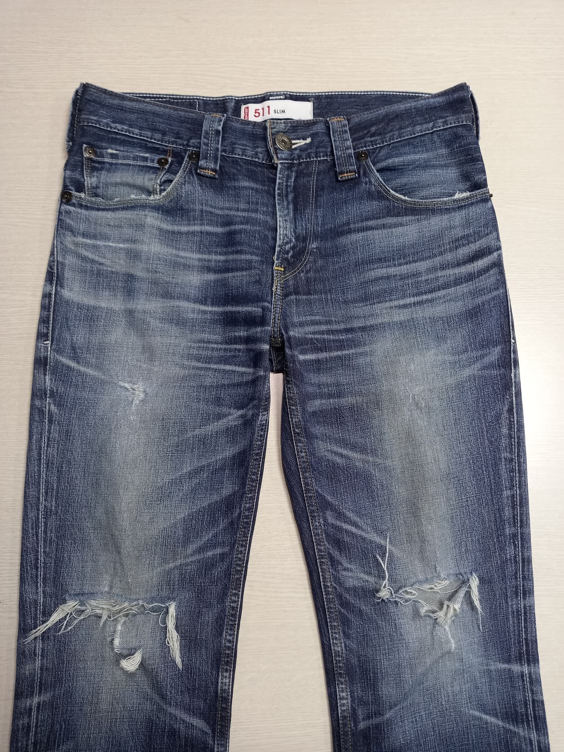 32 리바이스511 데미지워싱 스판 슬림일자진 찢청 32-384 상품이미지3