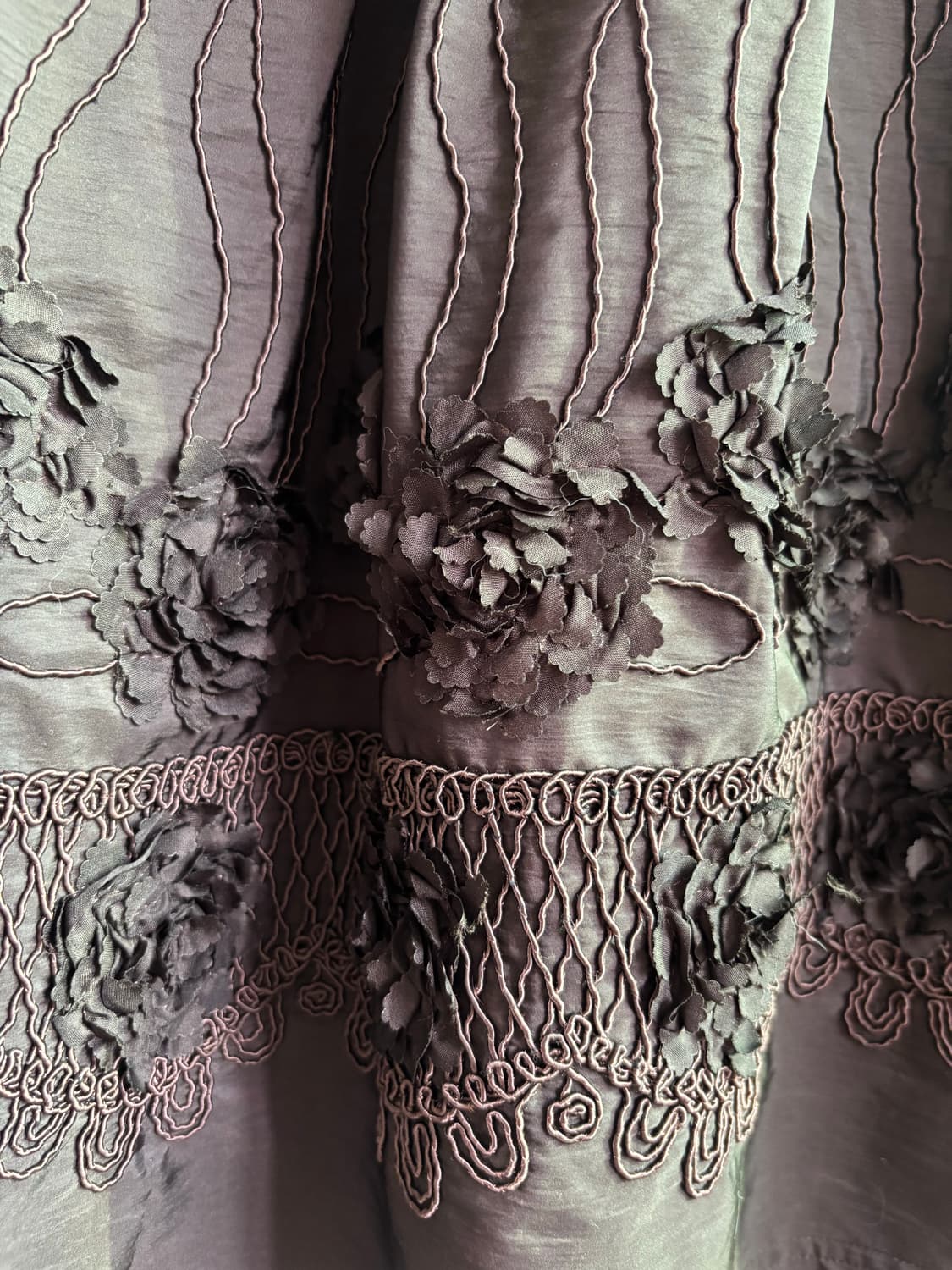 빈티지 블랙 꽃무늬 A라인 스커트 상품이미지3