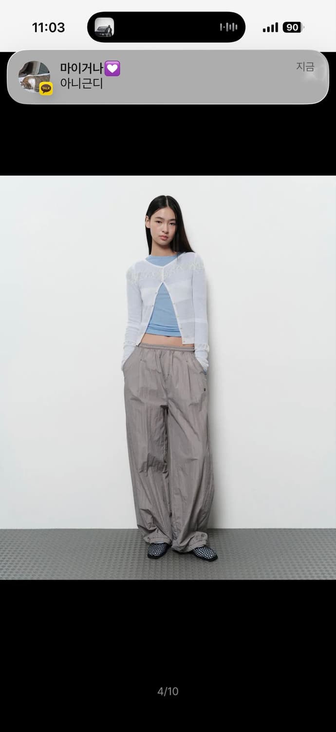 다이애그널 시스루 가디건 SHIRRING CARDIGAN (ivory) 상품이미지2