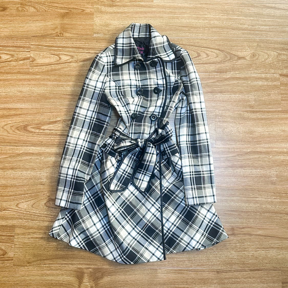 빈티지 핑크믹스 체크 리본 코트 히메갸루 로걀 라떼 긱시크 고딕 고스 상품이미지1