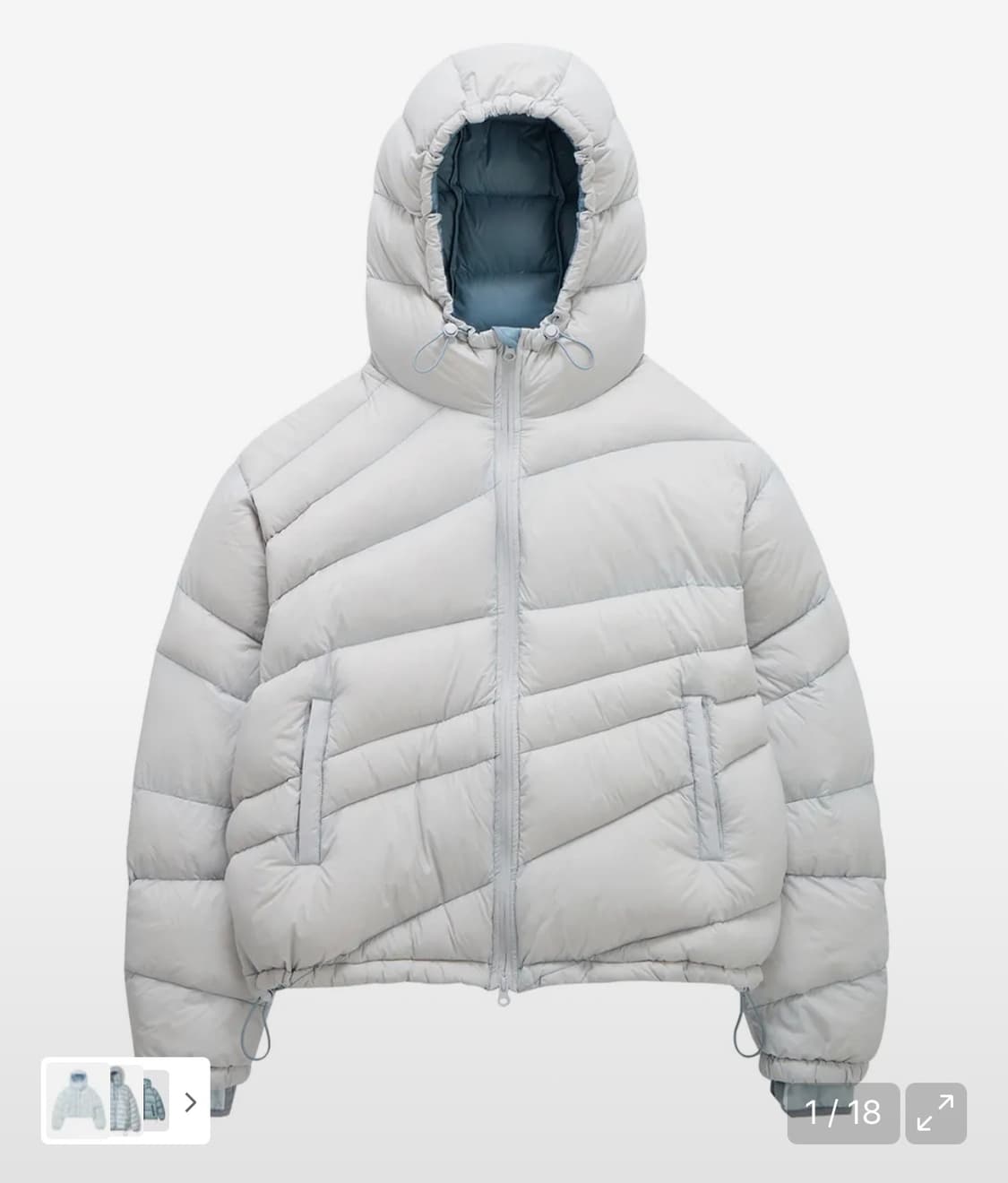 밈더워드로브 코인서울 패딩 다이애그널 라이닝 다운 점퍼 스카이 블루 상품이미지1