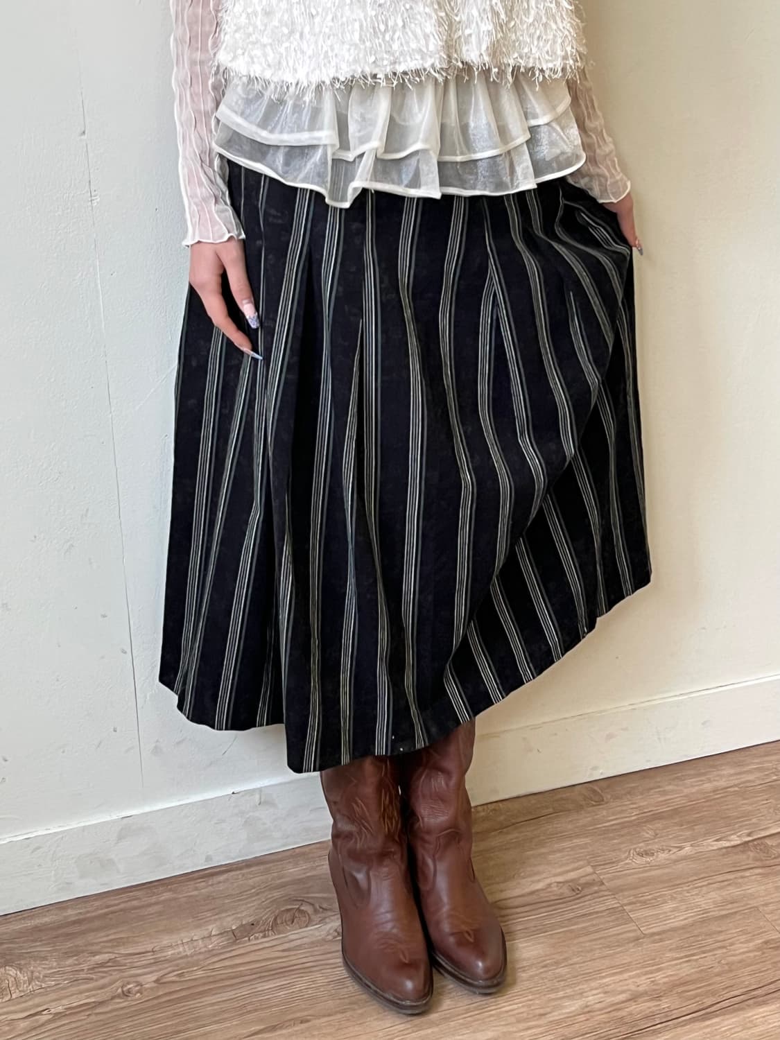 Cherissable 코듀로이 플라워 스커트 상품이미지4