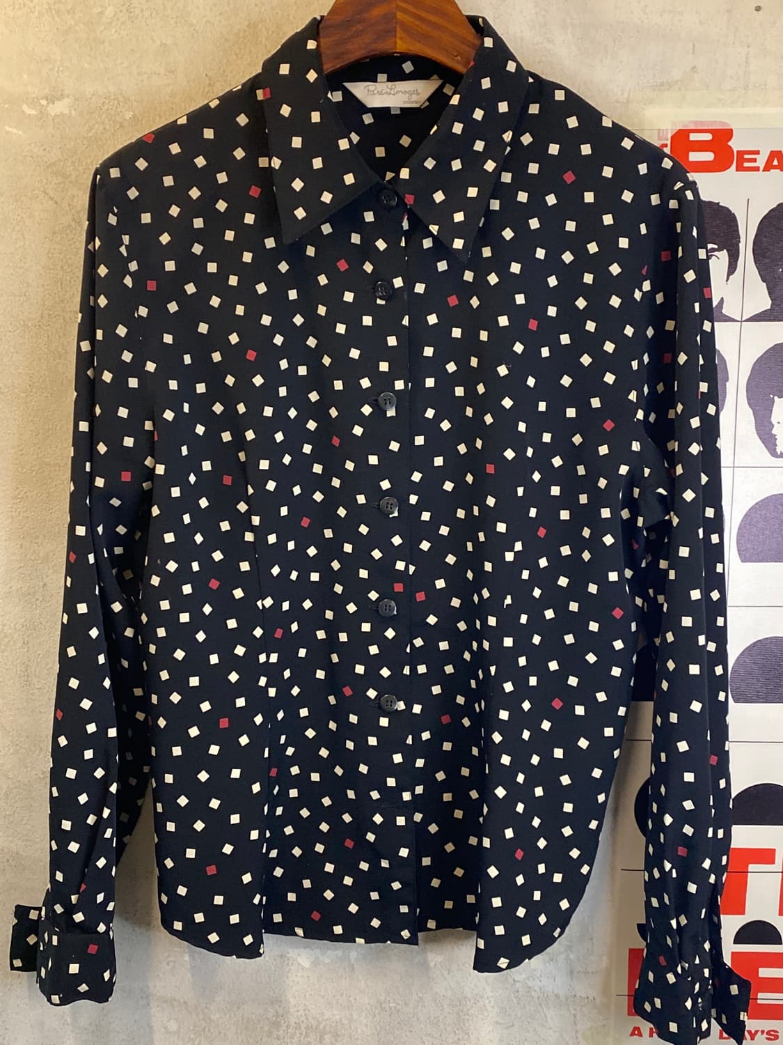 Japan vintage 스퀘우패턴 블라우스 상품이미지2