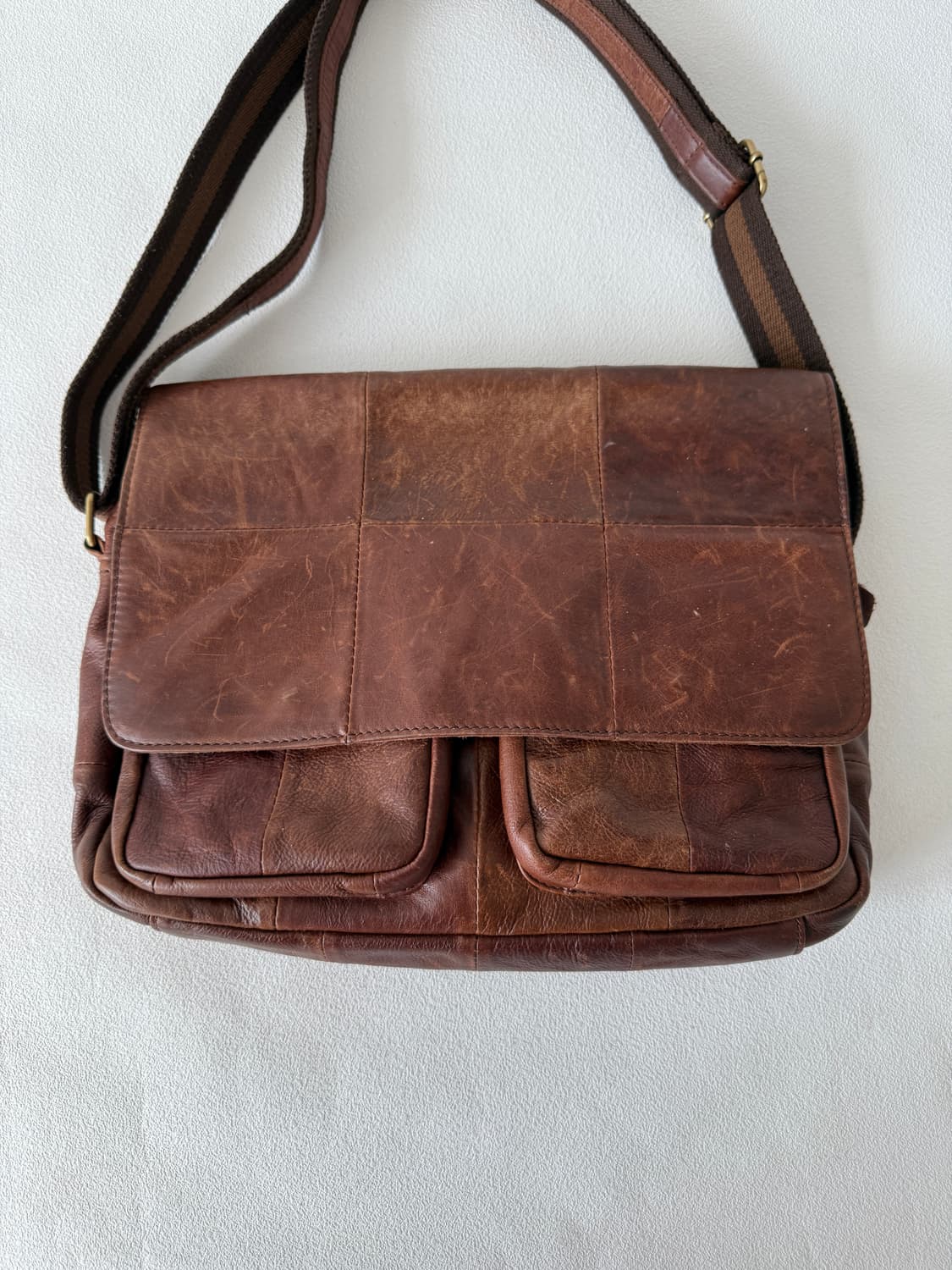 Pre owned 패치워크 레더 숄더 크로스백 상품이미지2