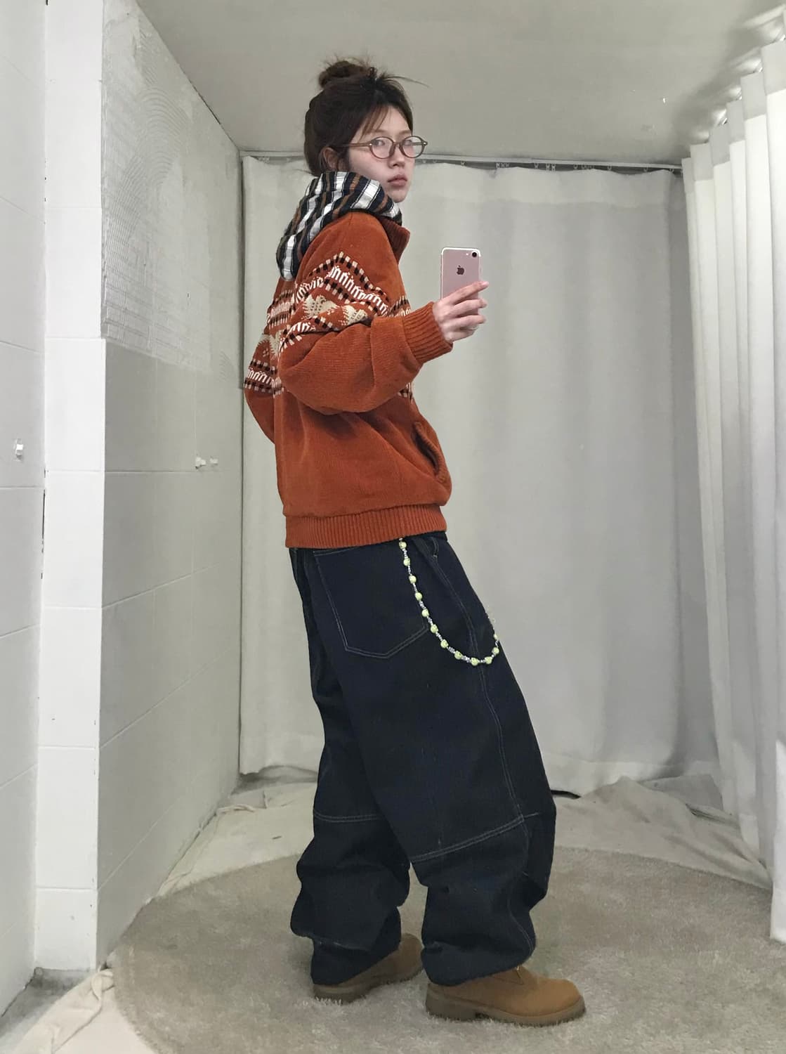 빈티지 오렌지 노르딕 스트릿 너드 힙 코디 세트 상품이미지2