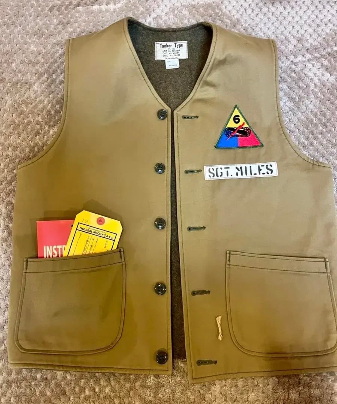 리얼맥코이 탱커 타입 새제품 마일스 병장님 조끼 상품이미지1