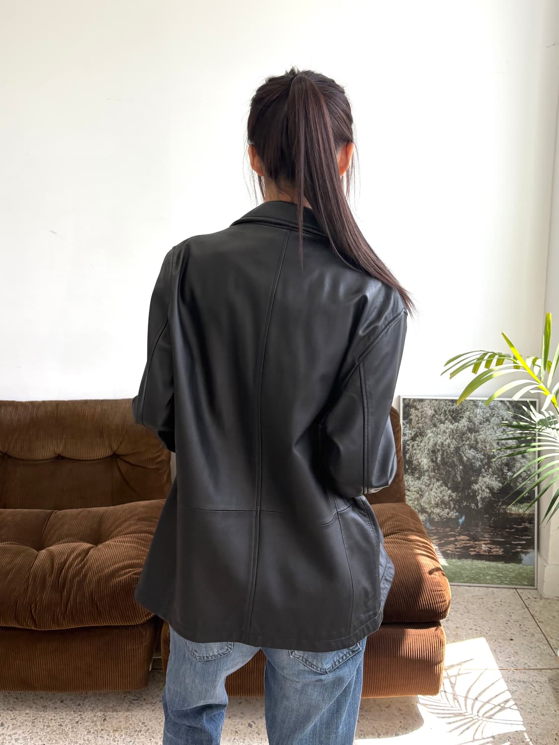 빈티지 레더 블레이저 자켓 상품이미지2