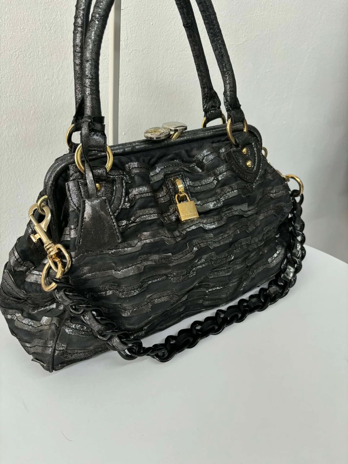 00s 마크제이콥스 빈티지 메탈릭 러플 토트백 투웨이 숄더백 상품이미지7