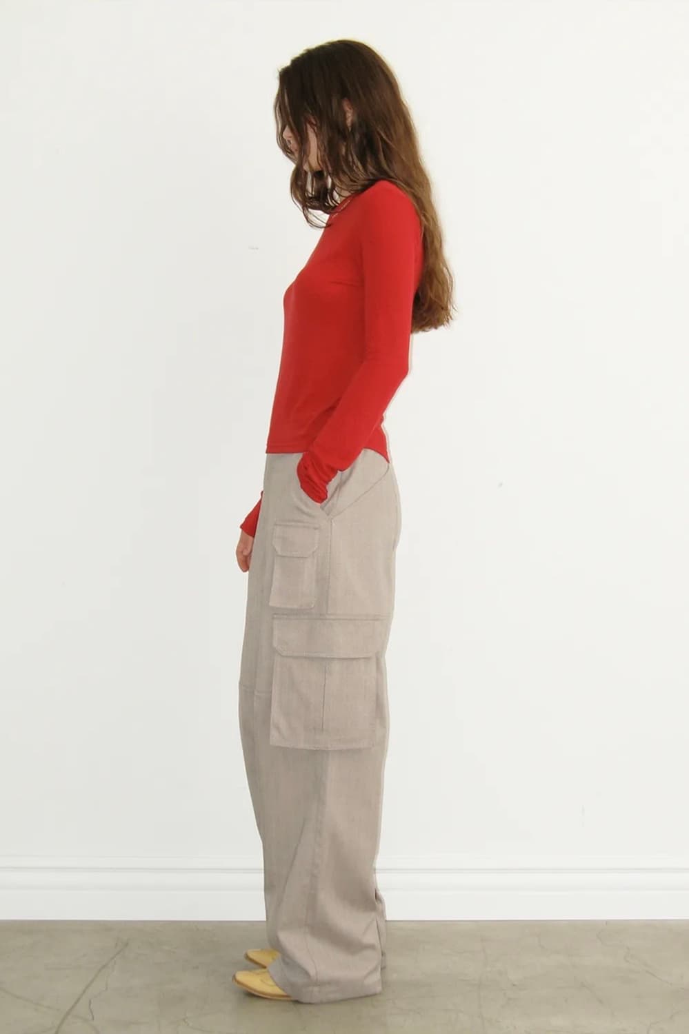 폴리수엠 헤링본 카고 팬츠 베이지 1사이즈 상품이미지5
