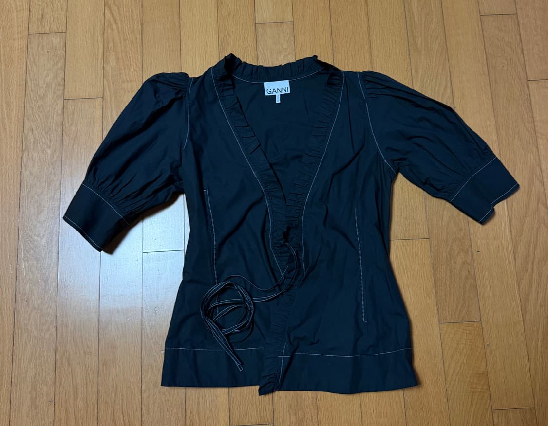 가니 블라우스 Ganni Organic Cotton Poplin Wrap 상품이미지4