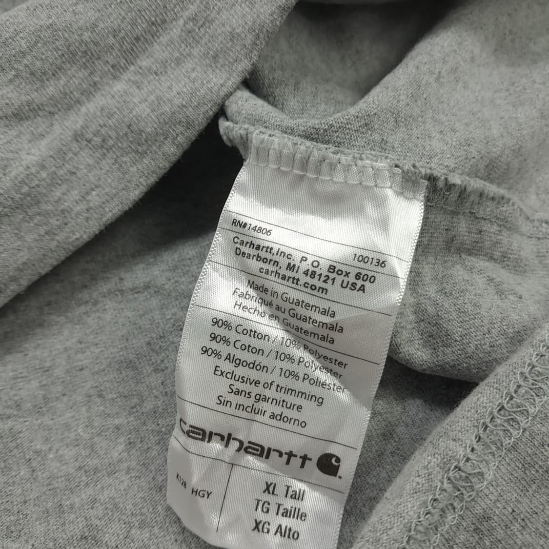 Co771 XL Tall 칼하트 그레이 포켓 헨리넥 긴팔 티셔츠 상품이미지6