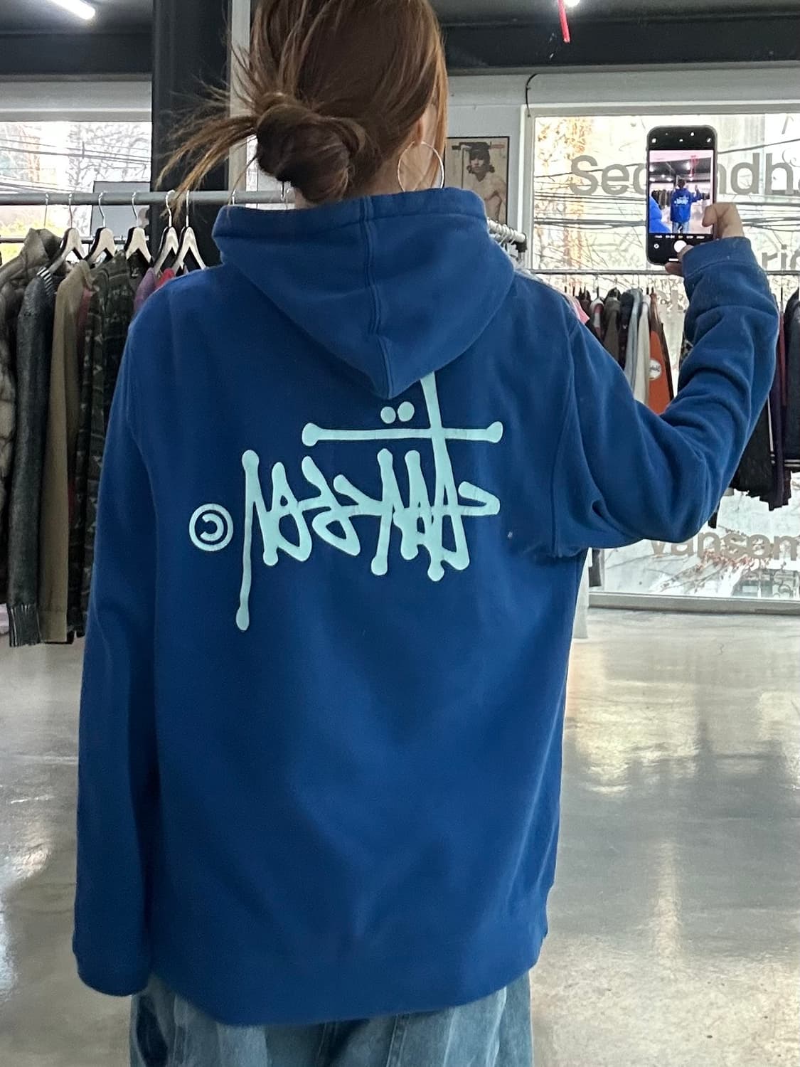 스투시 빅로고 블루민트 후드티 상품이미지1