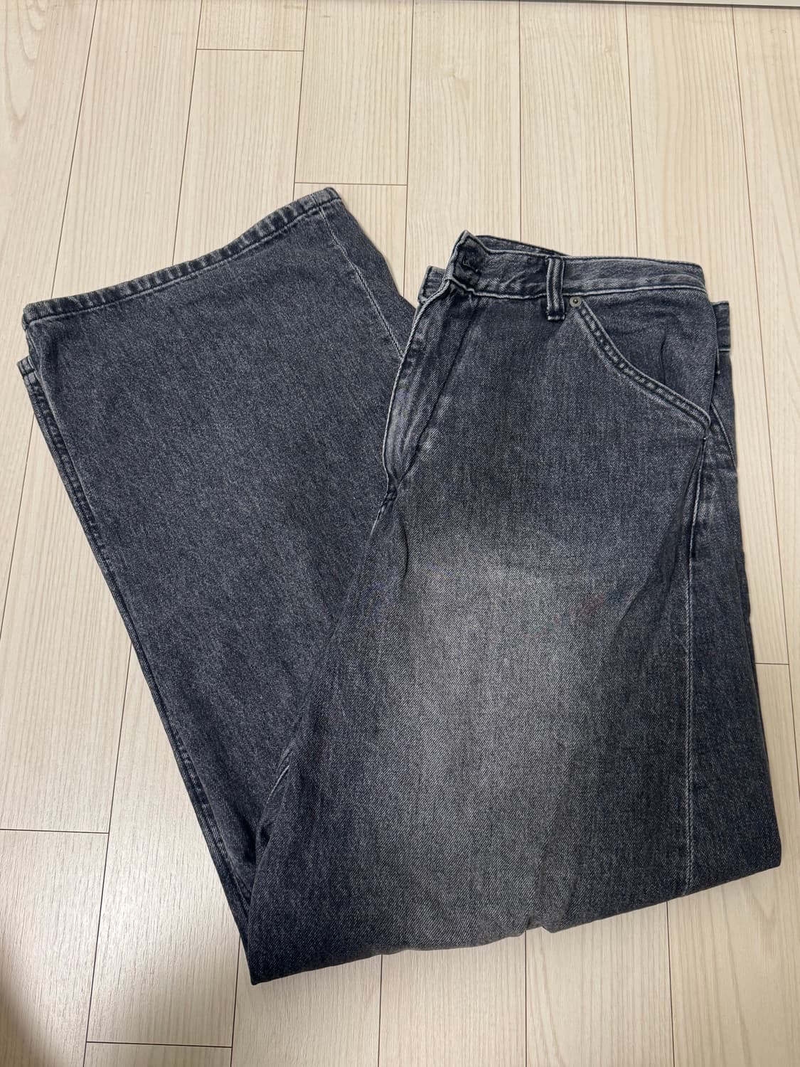 해칭룸 와이드커브진 흑청 4사이즈 상품이미지1