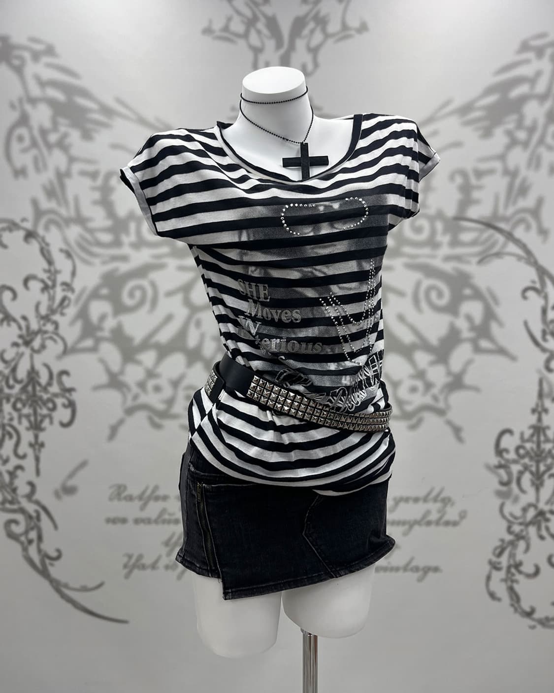 00's Stripe girls printing T-shirts 상품이미지4