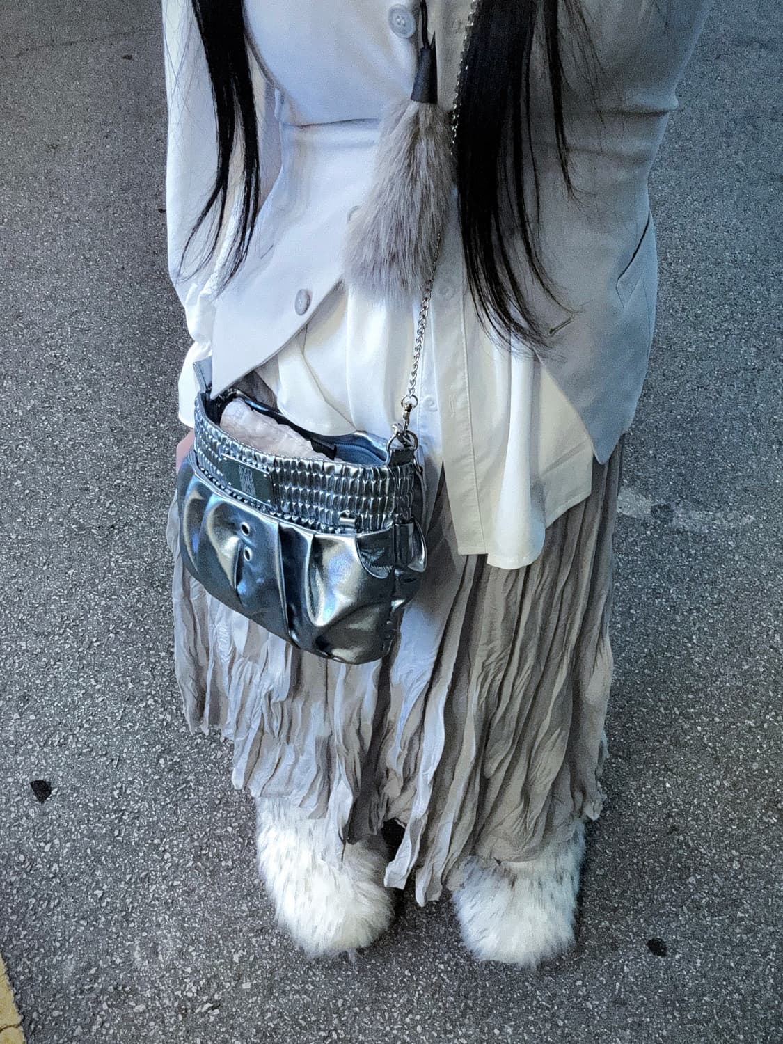 빈티지 체인백 새틴블루 상품이미지1