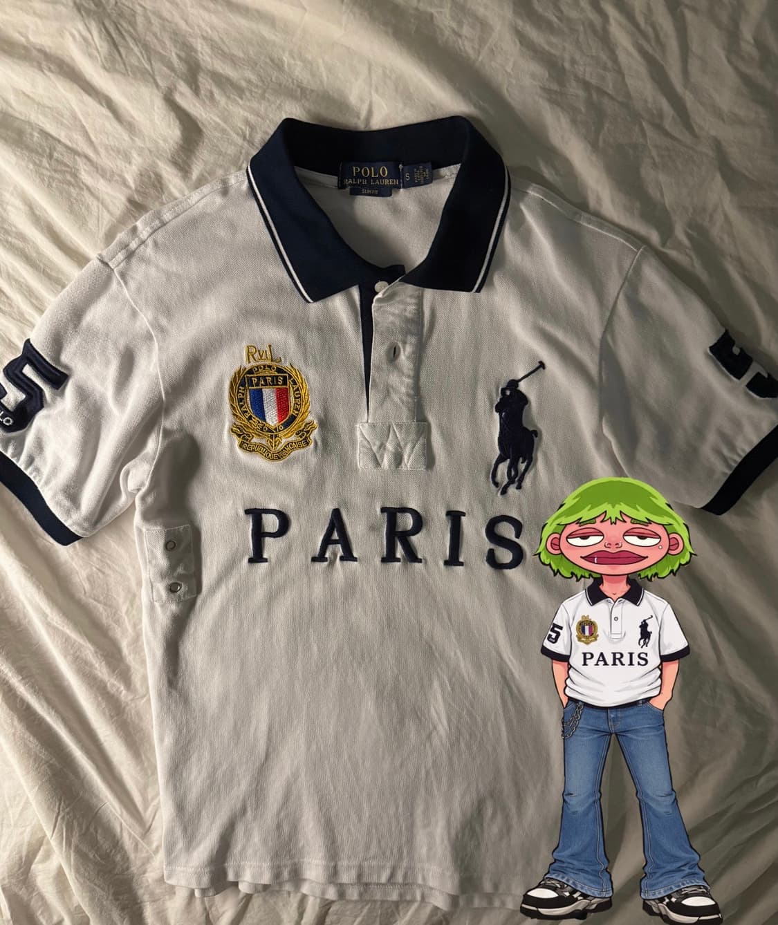 폴로 빅포니 파리 카라 반팔티 화이트 상품이미지2