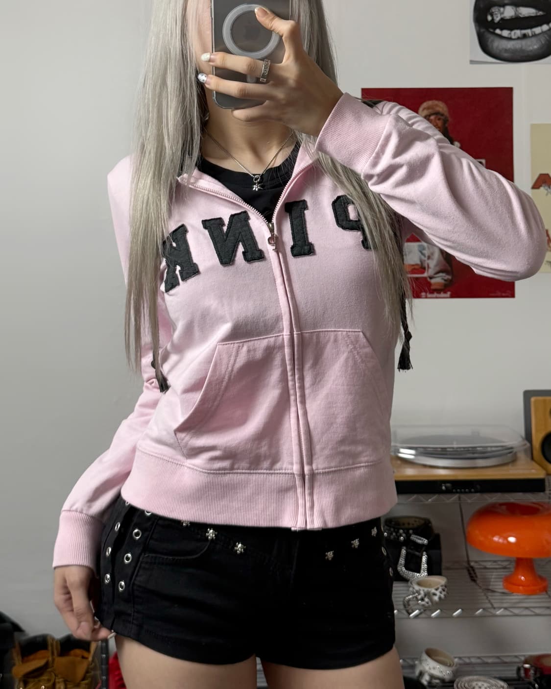 빈티지 PINK 후드집업 상품이미지1