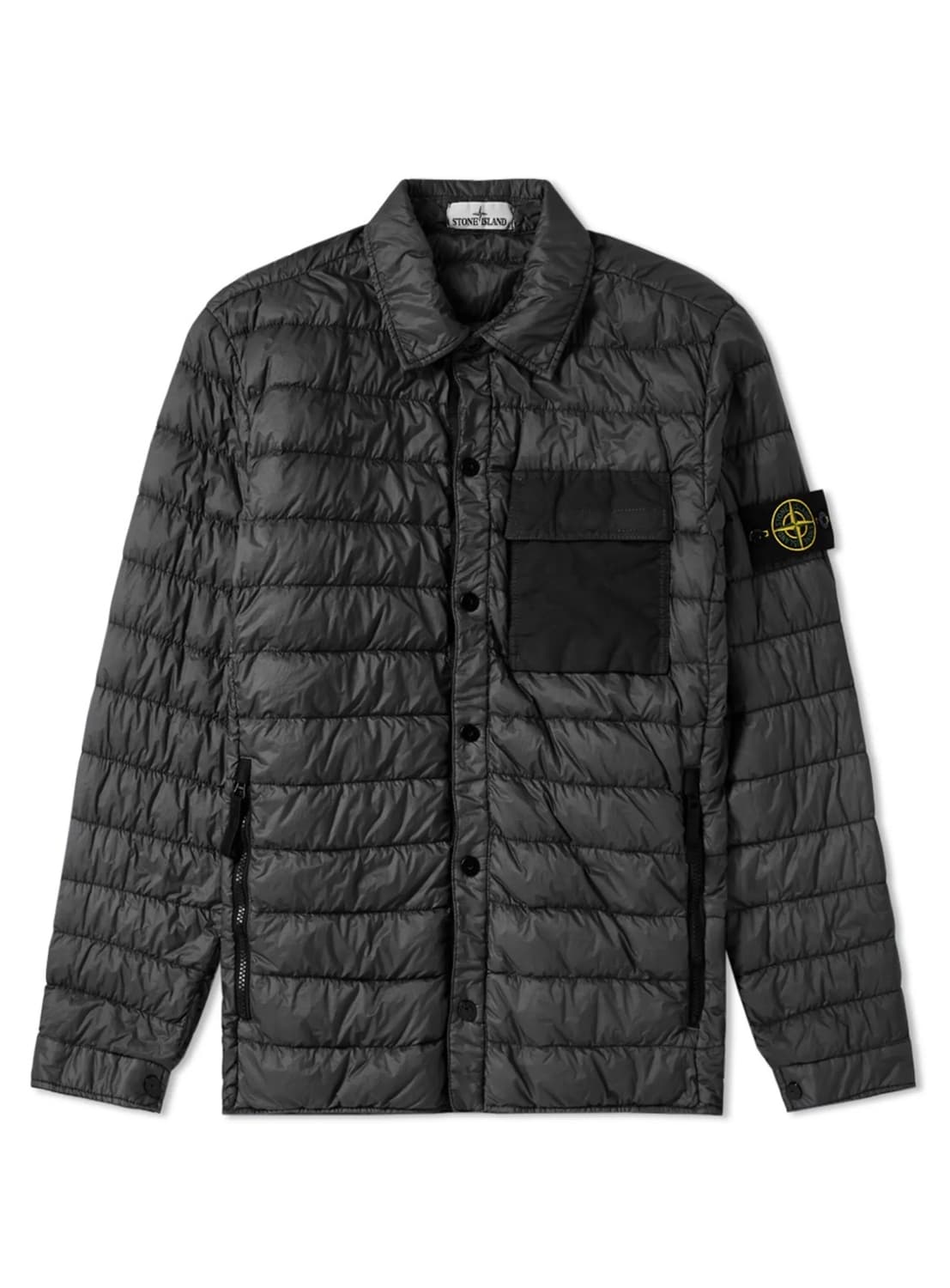 [L] 스톤아일랜드 가먼트 다이드 마이크로얀 다운 셔츠 블랙 상품이미지1